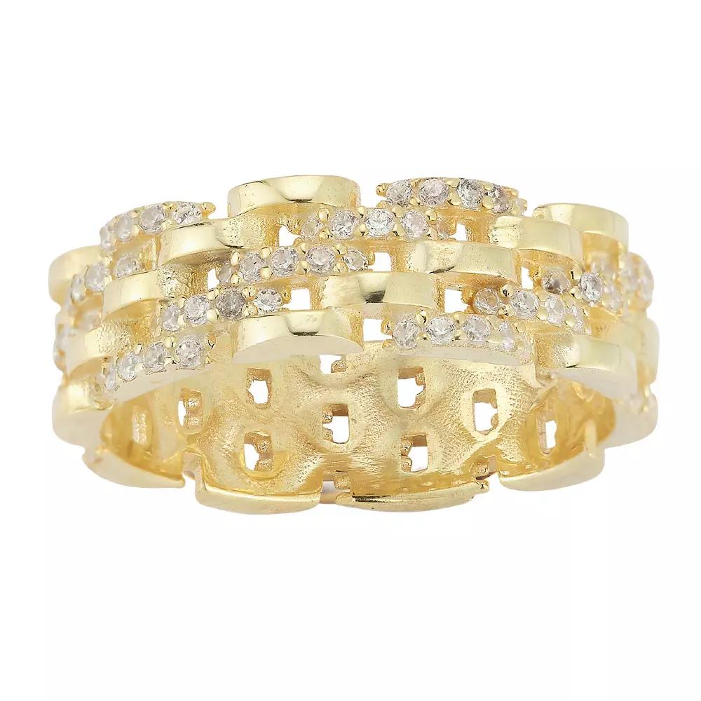 Sunkissed Sterling Cubic Zirconia Chain Link Ring, Women's, Size: 6, Yellow Gold Tone Product Image