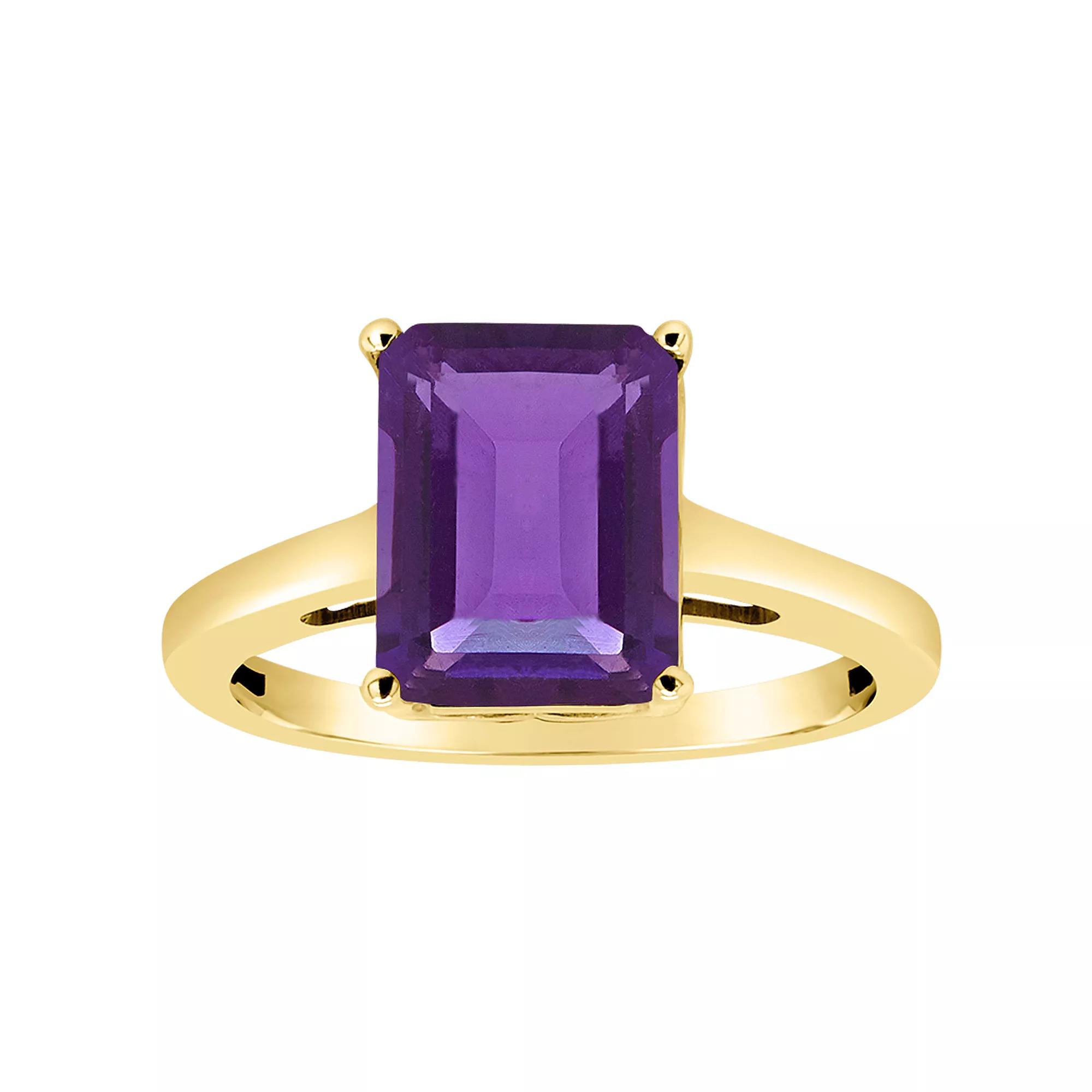 Alyson Layne 14k Gold Emerald Cut Amethyst Solitaire Ring, Women's, Size: 5 Product Image