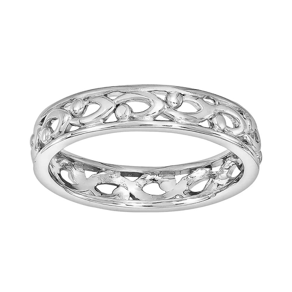 Stacks & Stones Sterling Silver Openwork Stack Ring, Women's, Size: 5, Grey Product Image