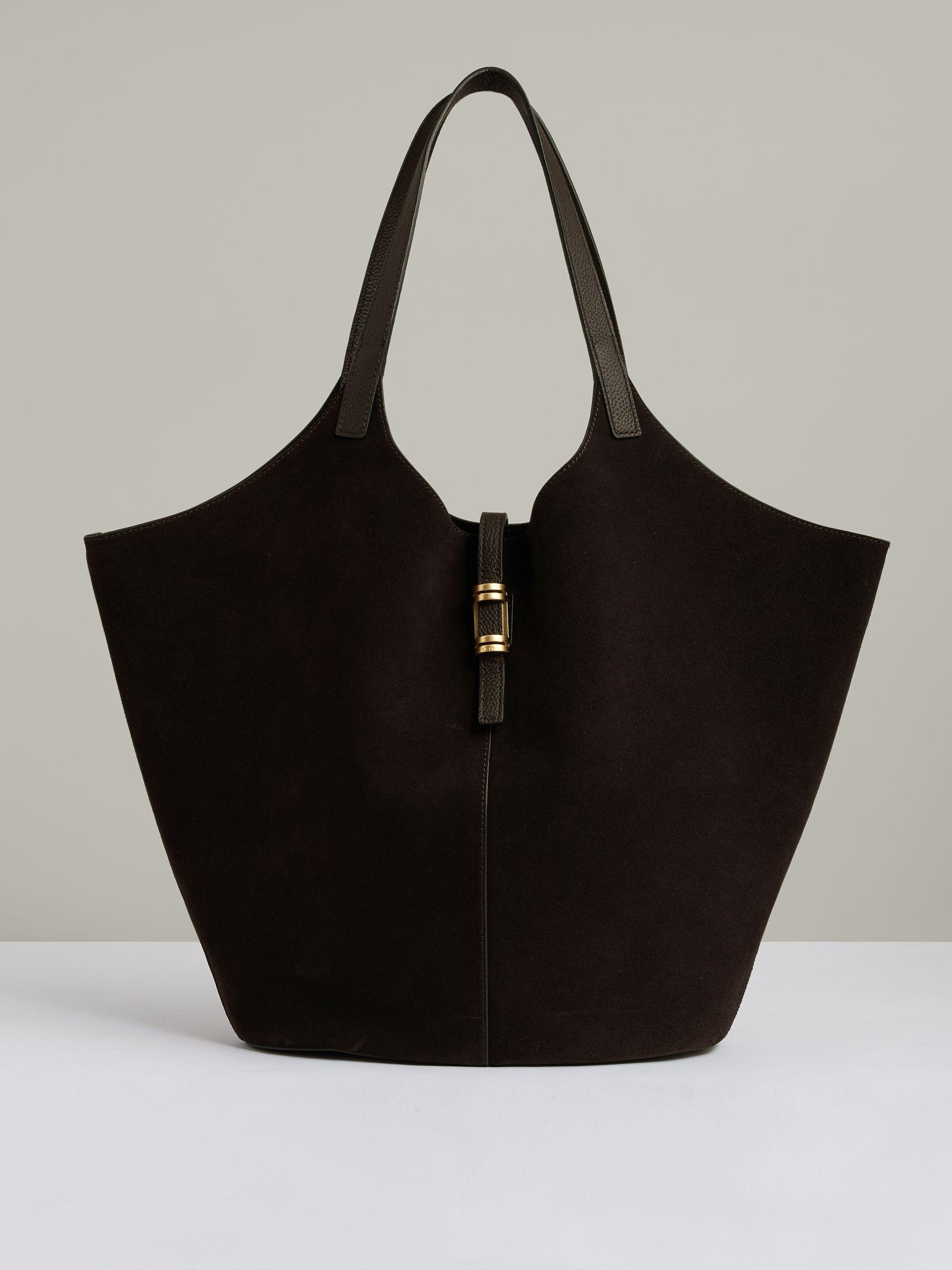 Leather And Suede Tote Bag in Chocolate Product Image