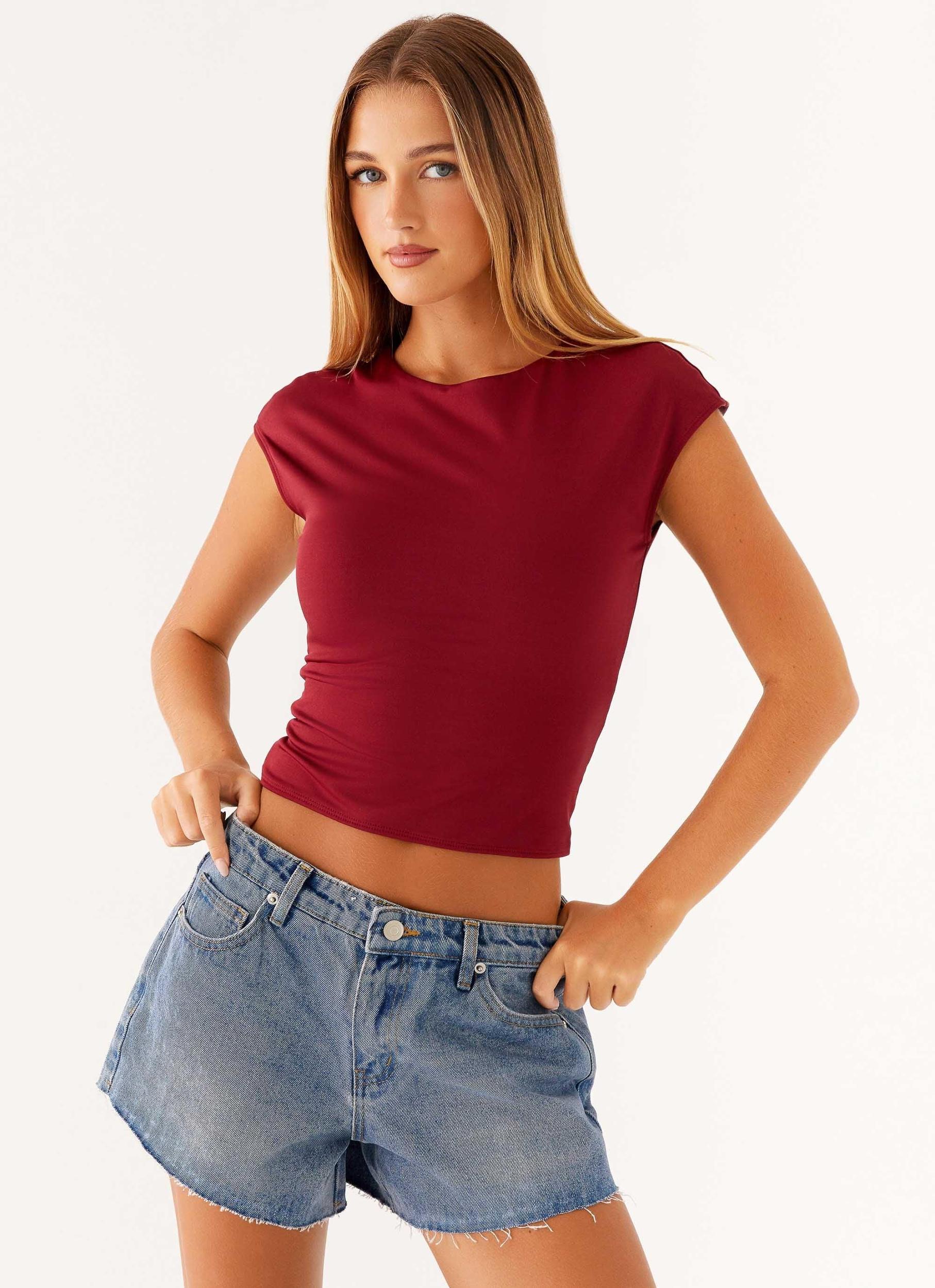 Davie Low Rise Denim Shorts - Blue Product Image