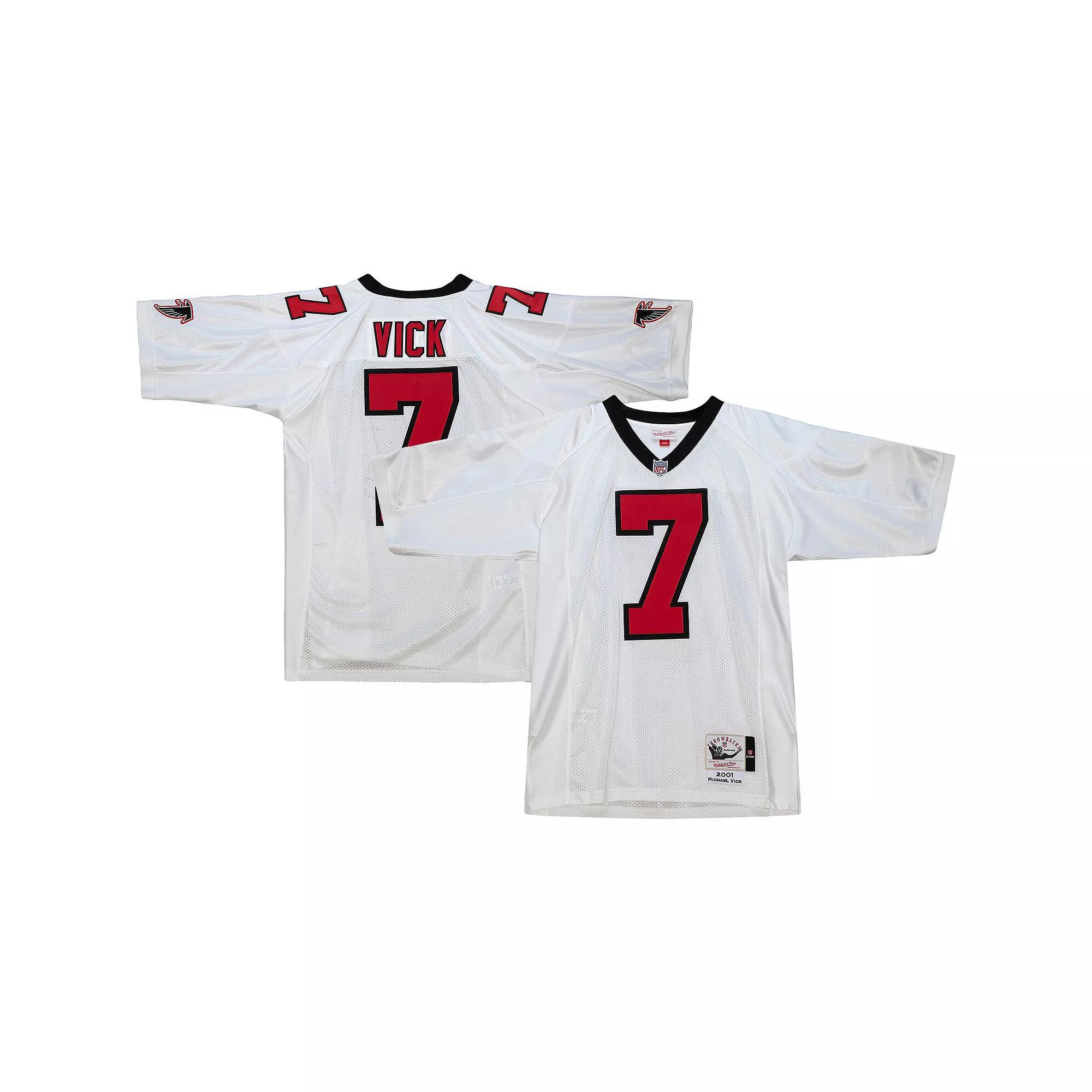 Men's Mitchell & Ness Michael Vick White Atlanta Falcons 2001 Authentic Retired Player Jersey, Size: 60 Product Image