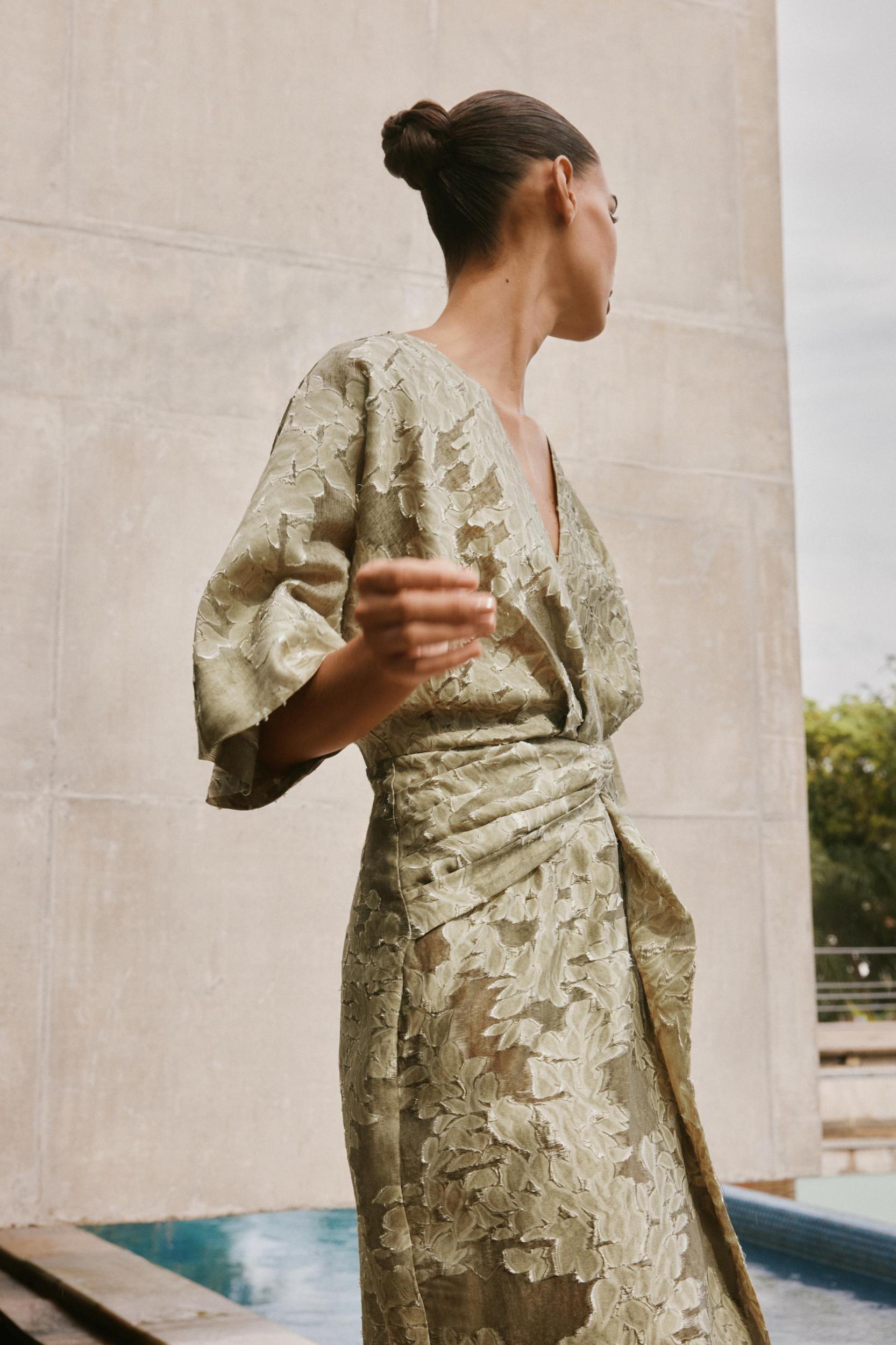 TEXTURED DRAPED DRESS Product Image