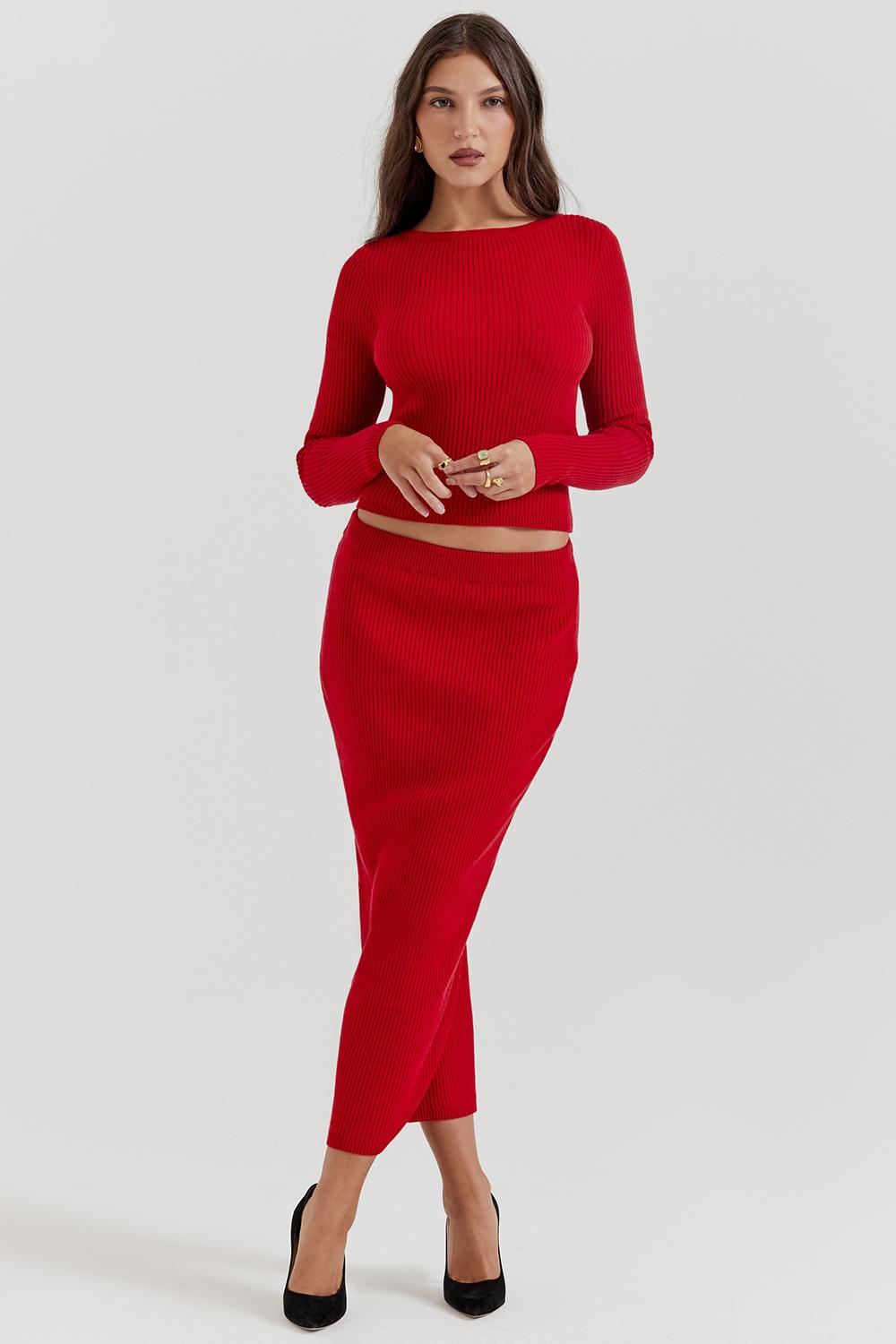 Lourdes  scarlet cashmere blend maxi skirt - sale Product Image