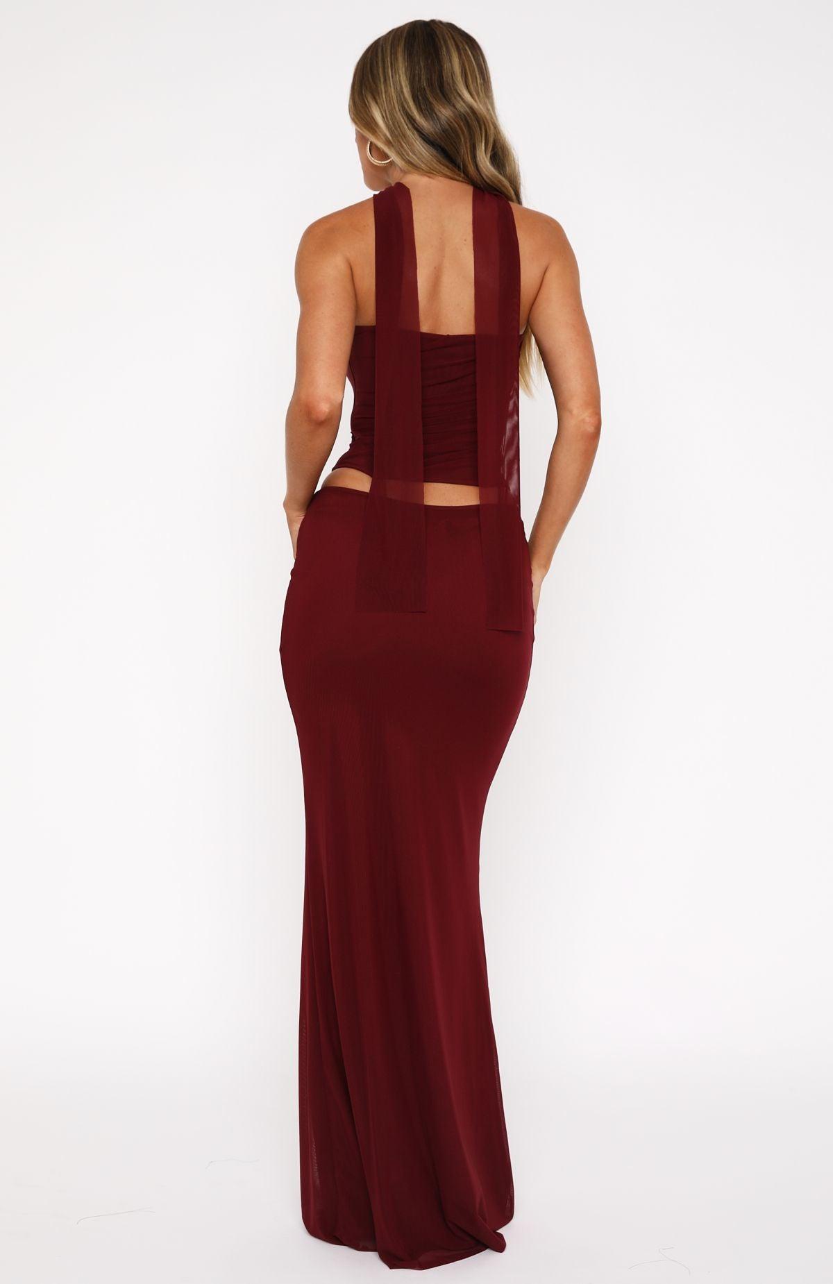 Loving You Maxi Skirt Burgundy Product Image