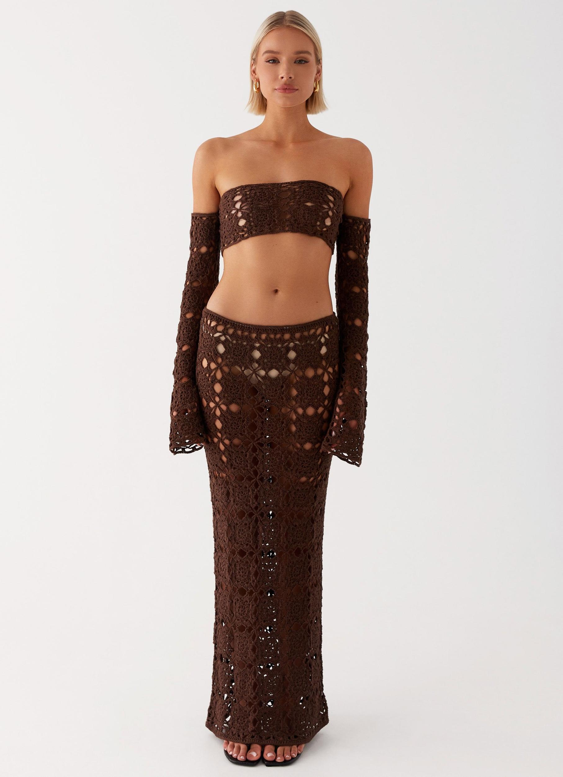 Sorrentino Crochet Long Sleeve Top - Chocolate Product Image