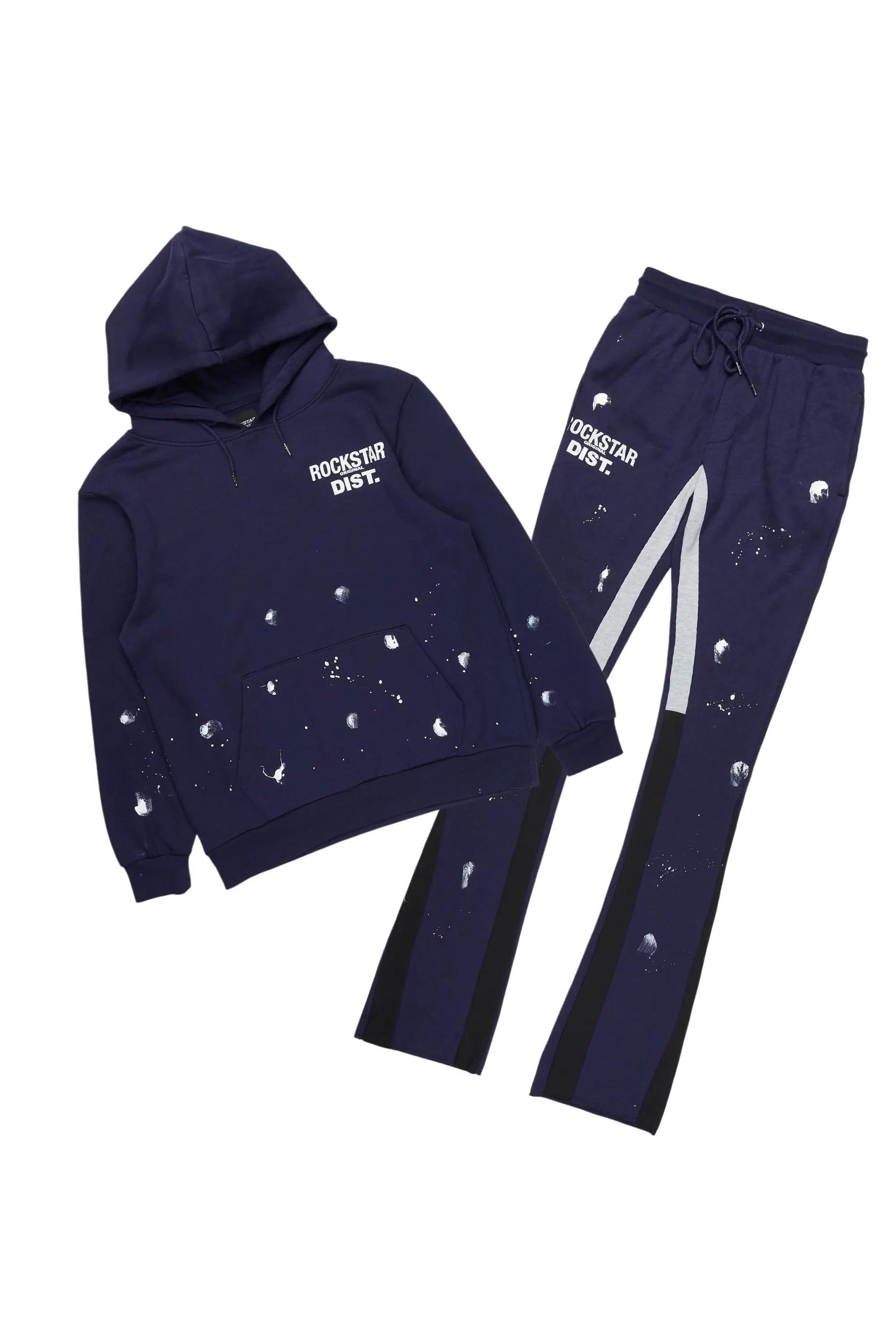 Raffer Navy Hoodie Flare Track Set Male Product Image