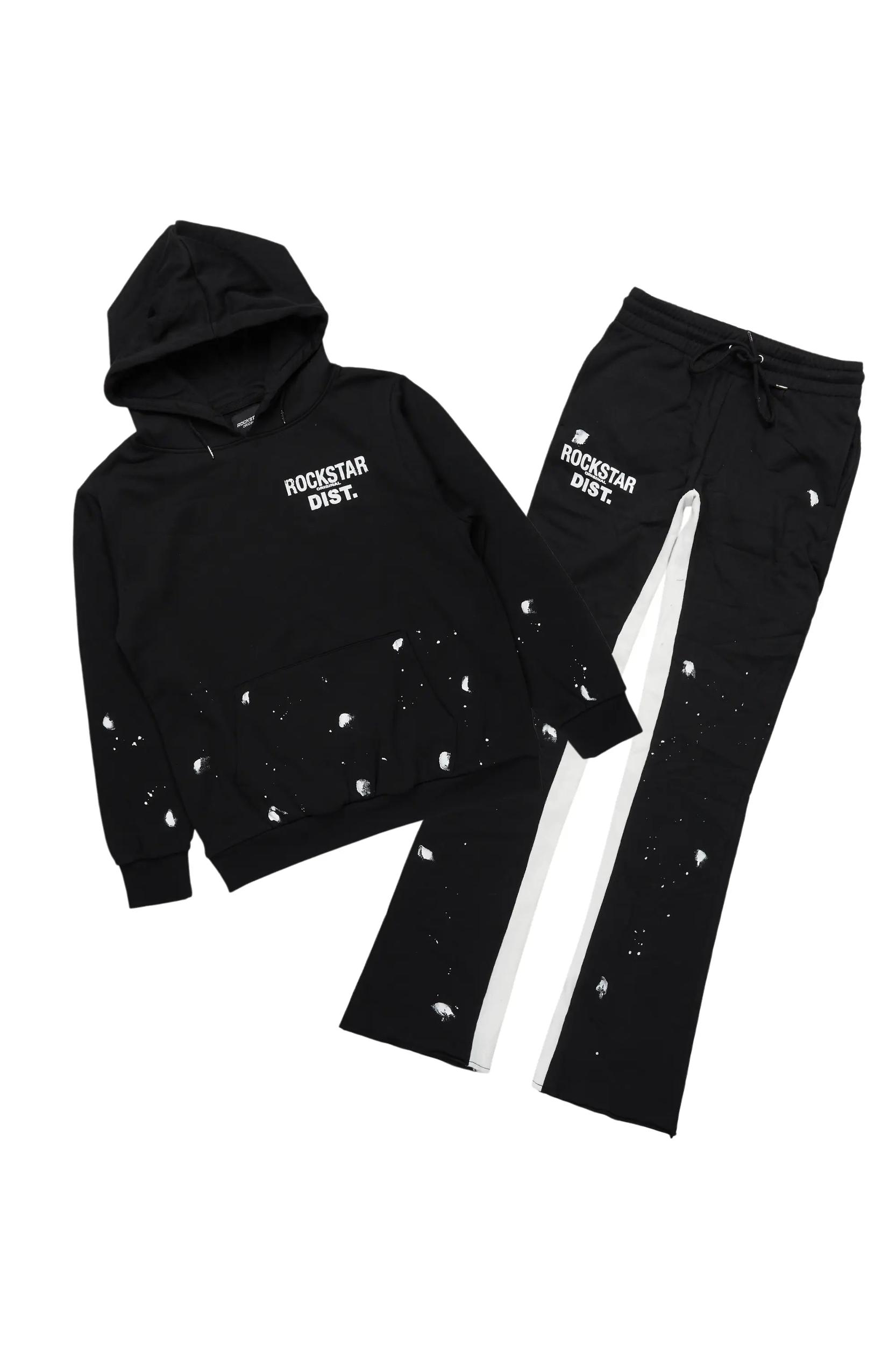 Raffer Black/White Hoodie Baggy Fit Pant Track Set Male Product Image