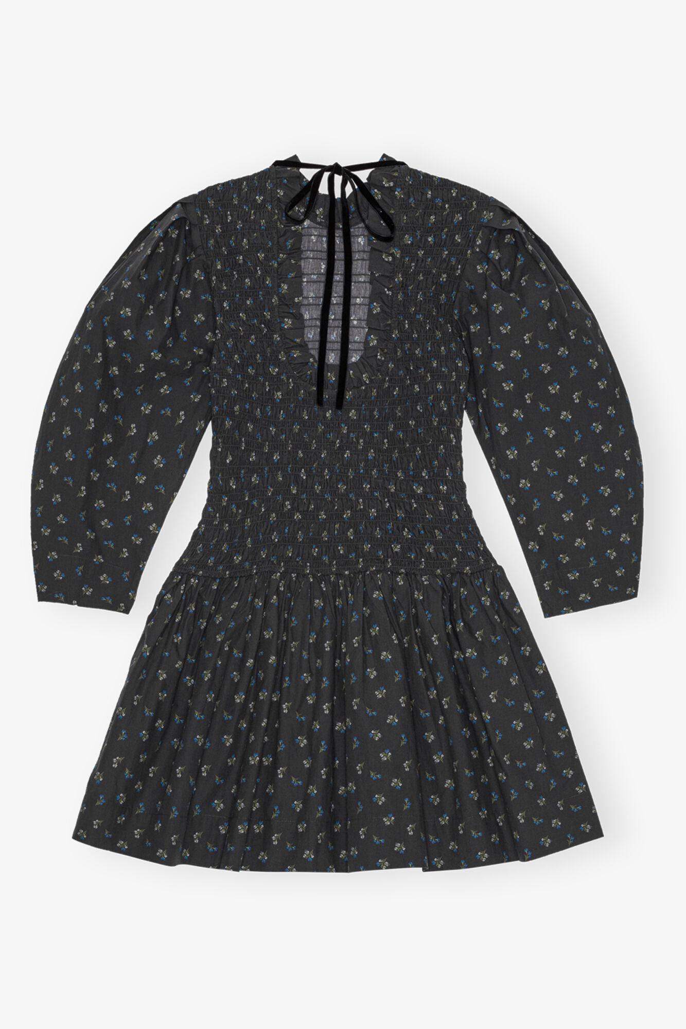 Black Printed Mini Smock Dress Product Image