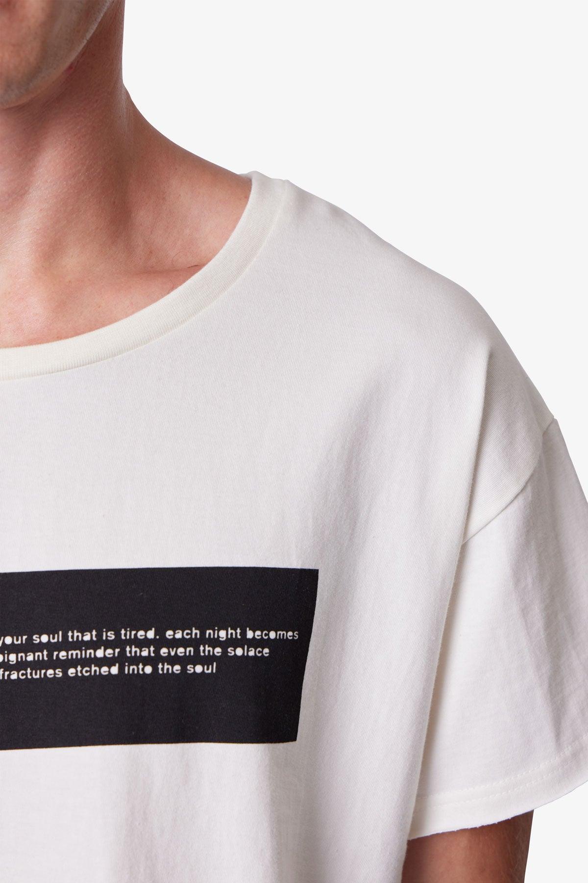 Distressed Wide Neck Tee - Antique White Product Image