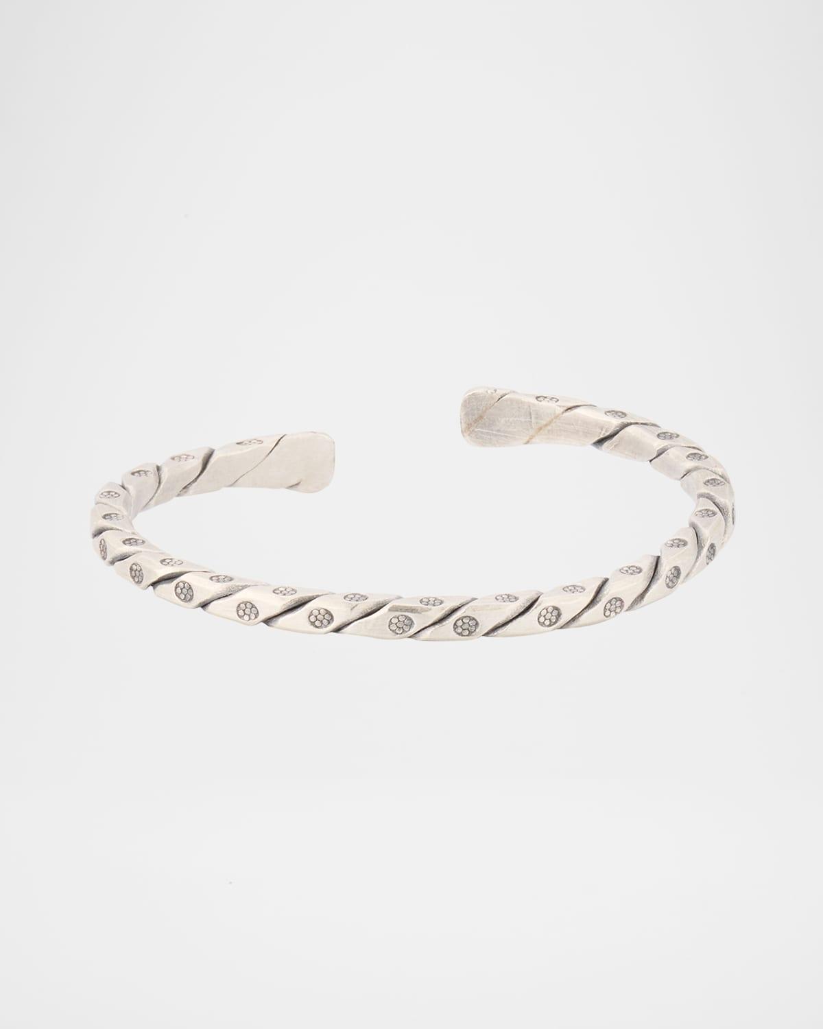 Mens Sterling Silver Twist and Screw Cuff Bracelet Product Image