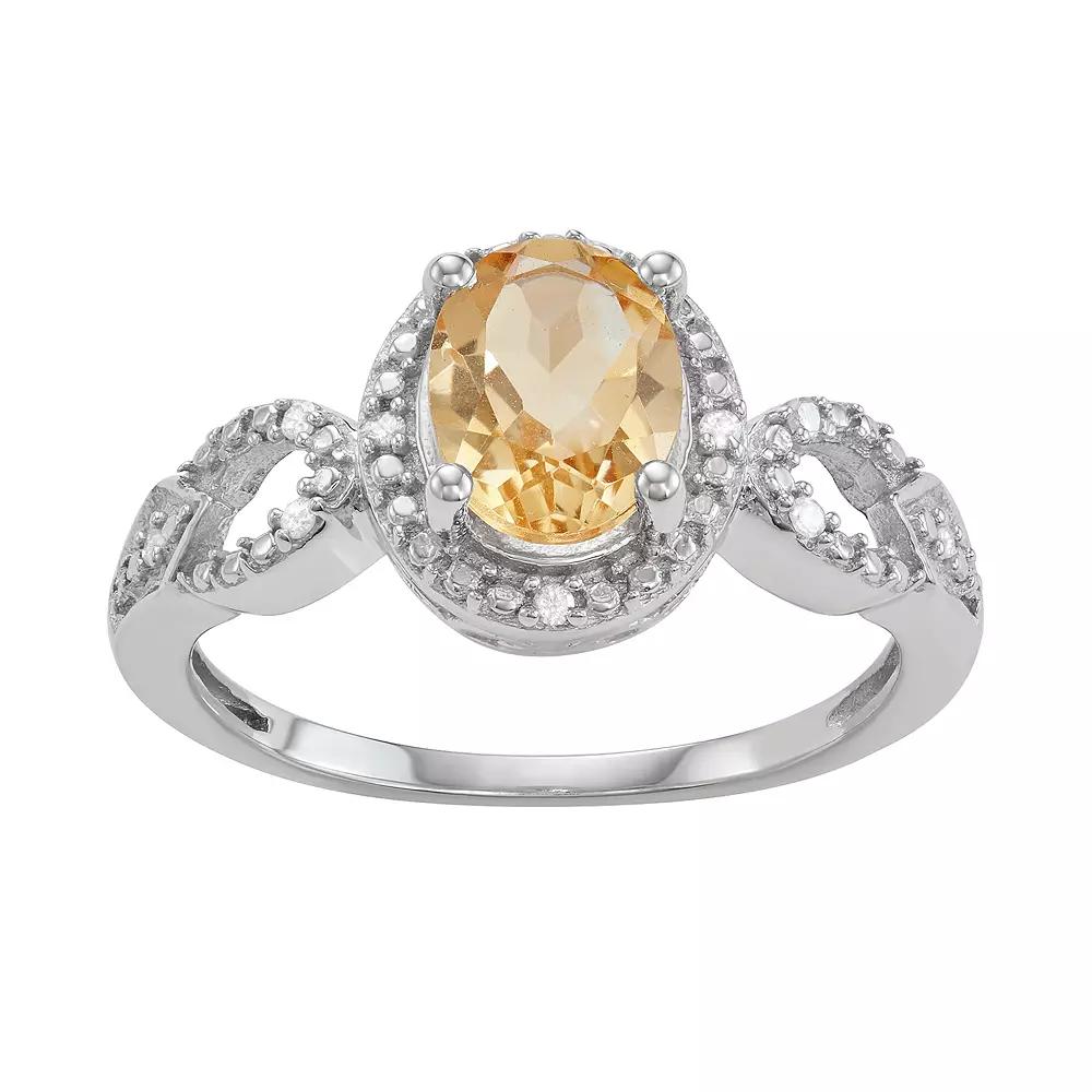 Jewelexcess Sterling Silver 1 1/10 C.T.W Citrine & Diamond Accent Ring, Women's, Size: 8, Silvertone Product Image