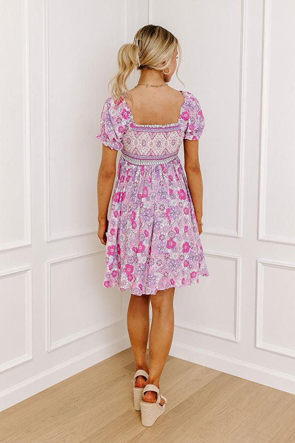 Fan Fav Smocked Floral Mini Dress in Pink Product Image