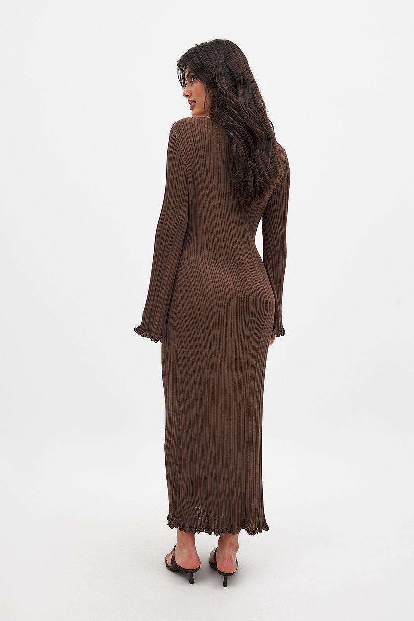 Knitted Round Neck Frill Maxi Dress Product Image