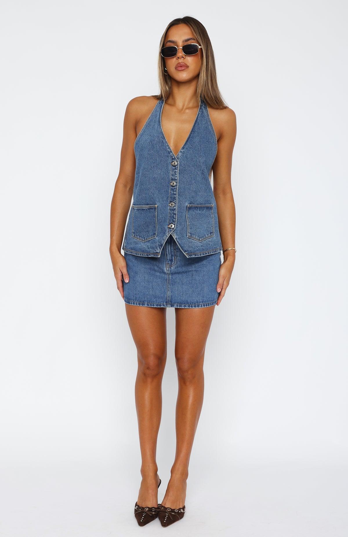 Holla At Me Mini Skirt Admiral Blue Product Image