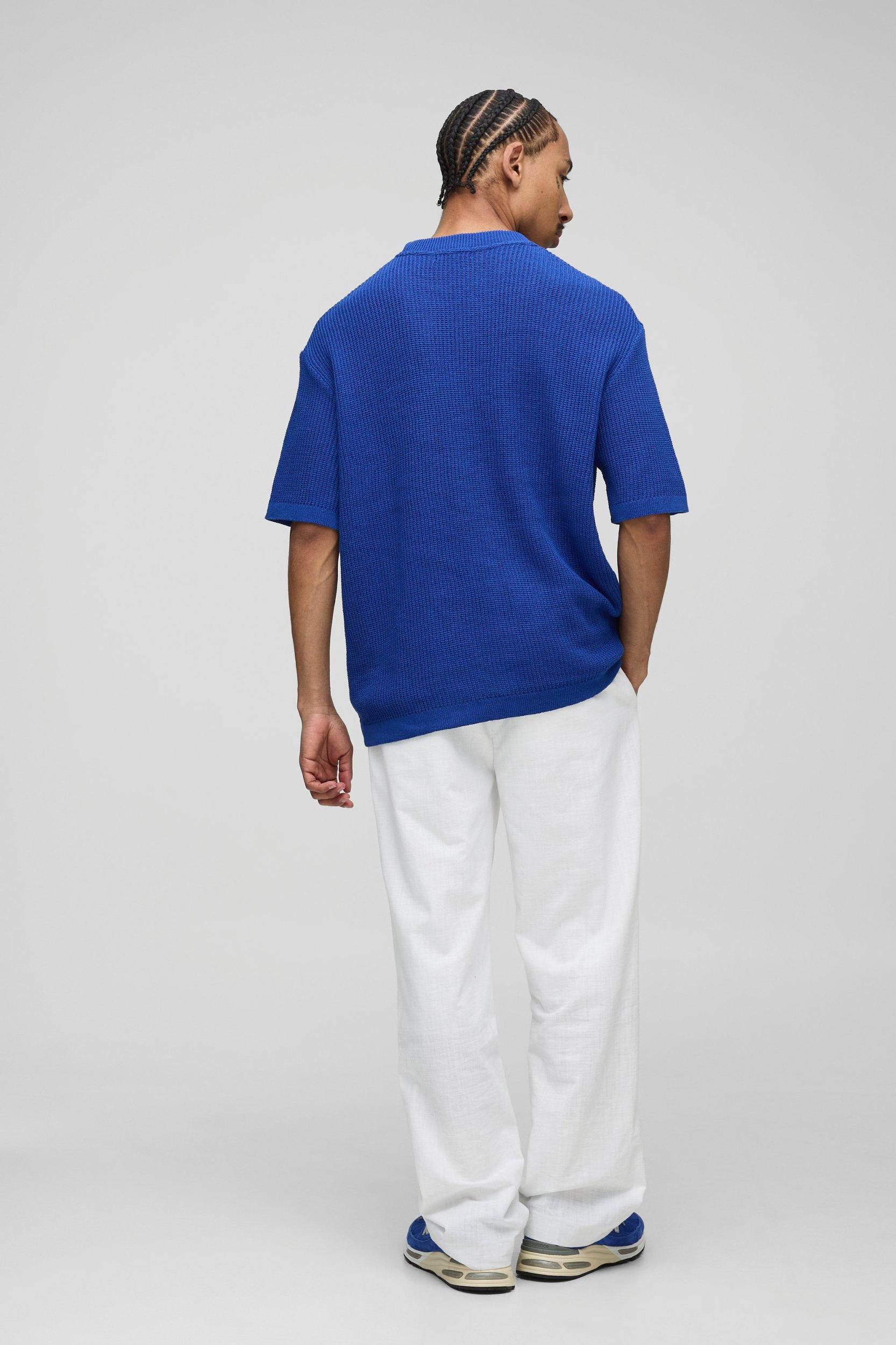 Oversized Ribbed Knitted T-shirt | boohooMAN USA Product Image