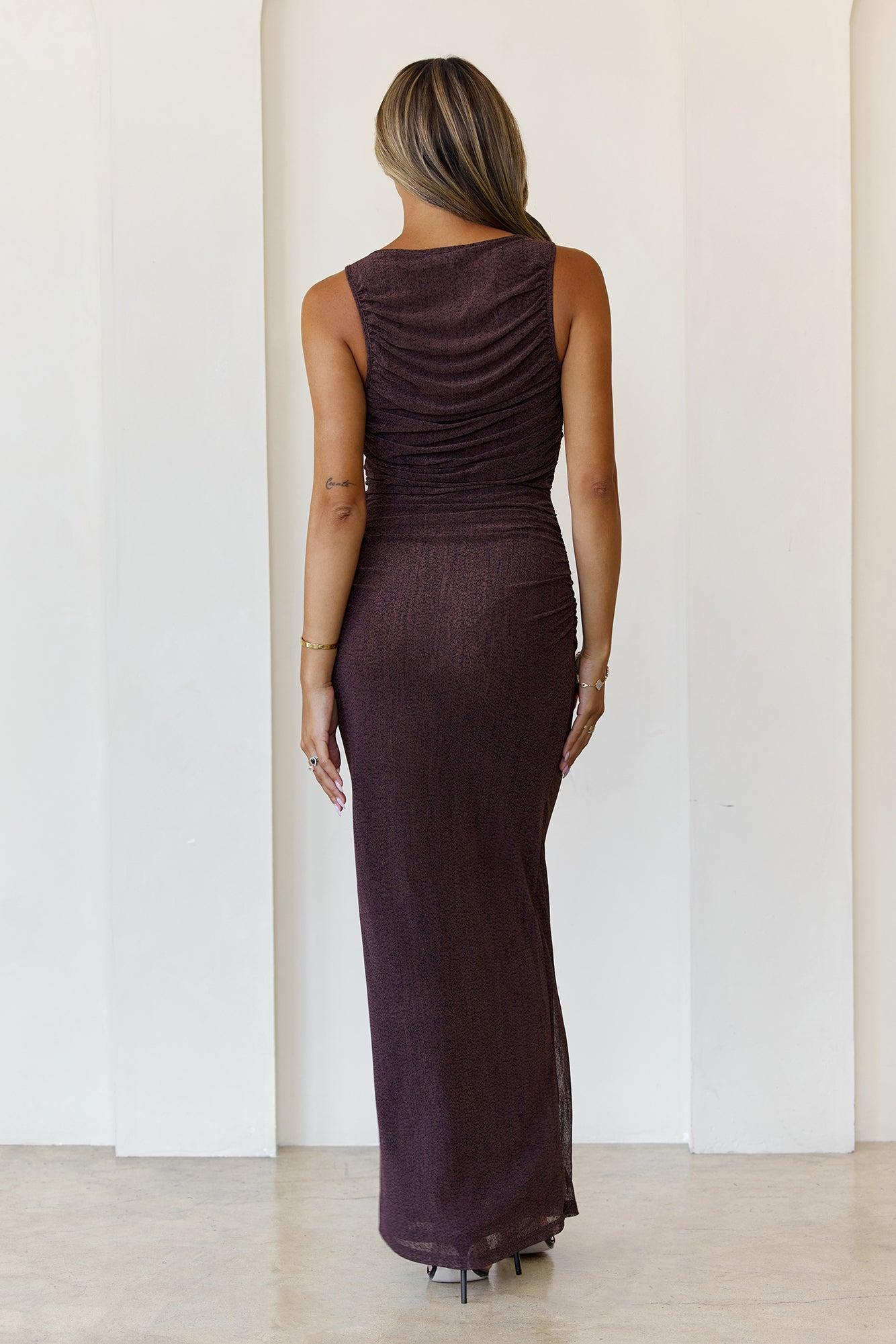 Sparkle Chain Jersey Maxi Dress Brown Product Image