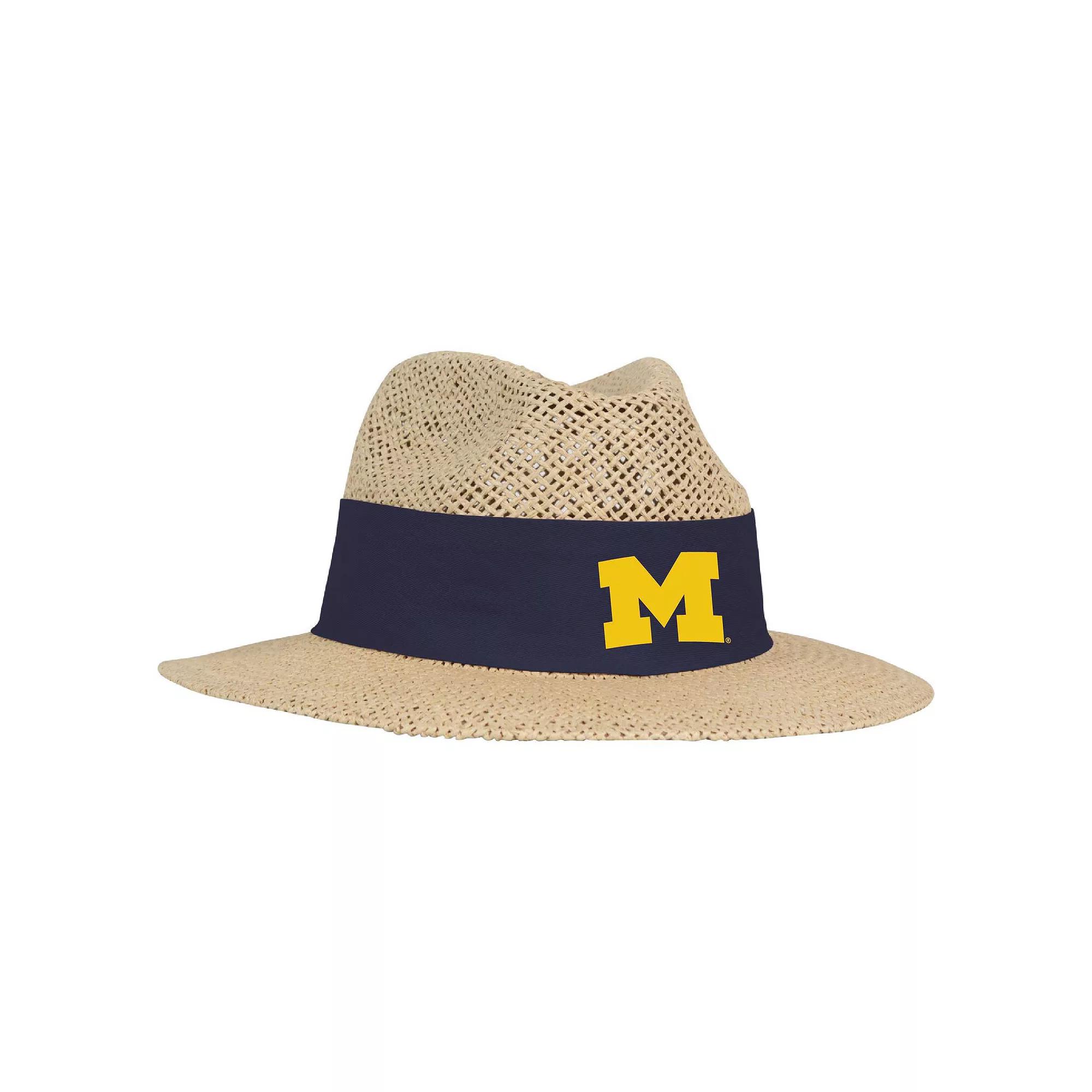 Men's Ahead Tan Michigan Wolverines Wellington Gambler Straw Hat, Size: Small/Medium, Team Product Image