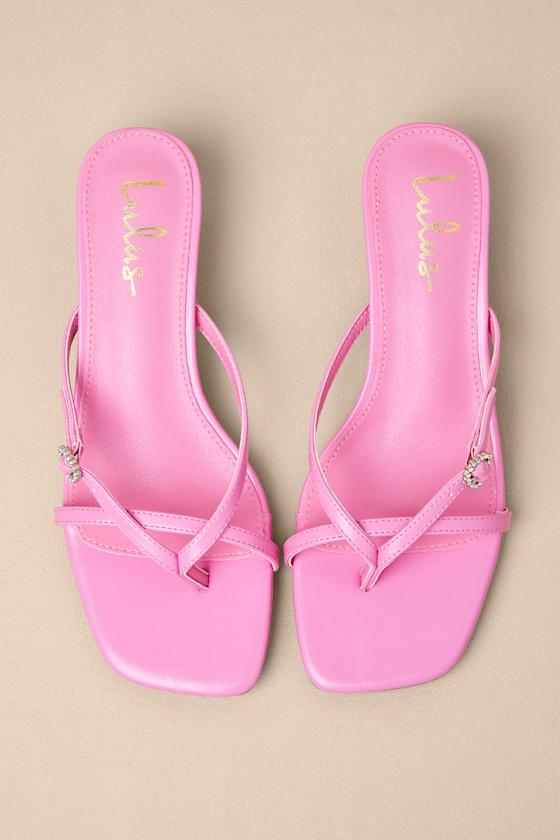 Noreen Bubblegum Pink Thong Kitten Heel Sandals Product Image