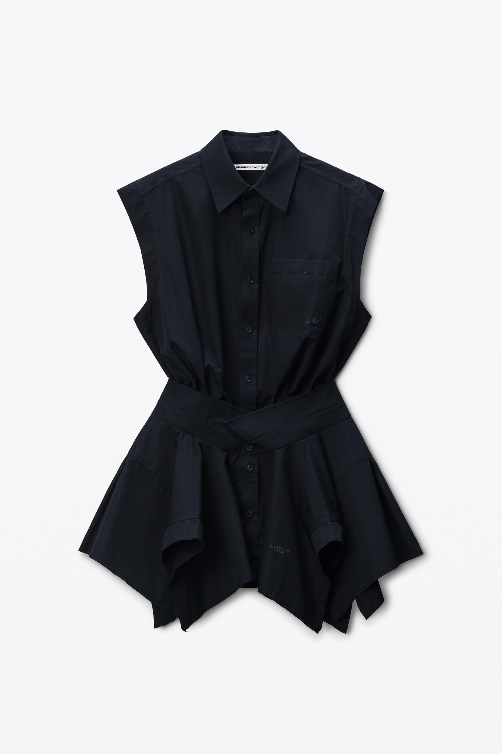 Black Pre-styled Cotton Shirtdress Product Image