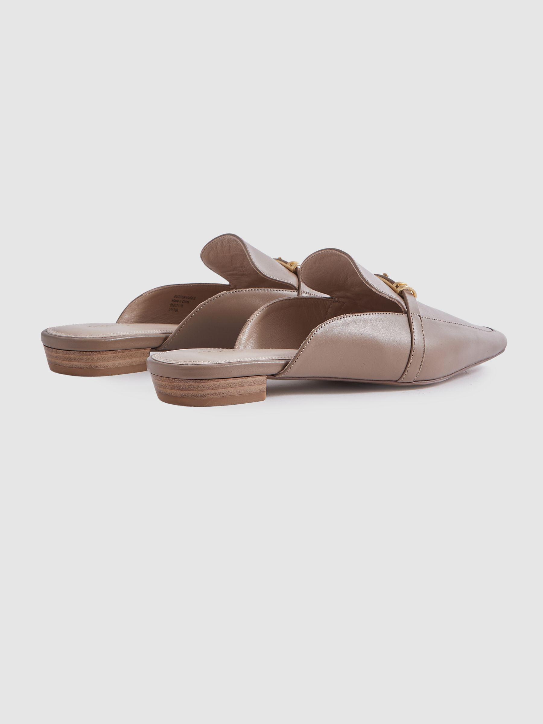 Flat Leather Mules in Taupe Product Image