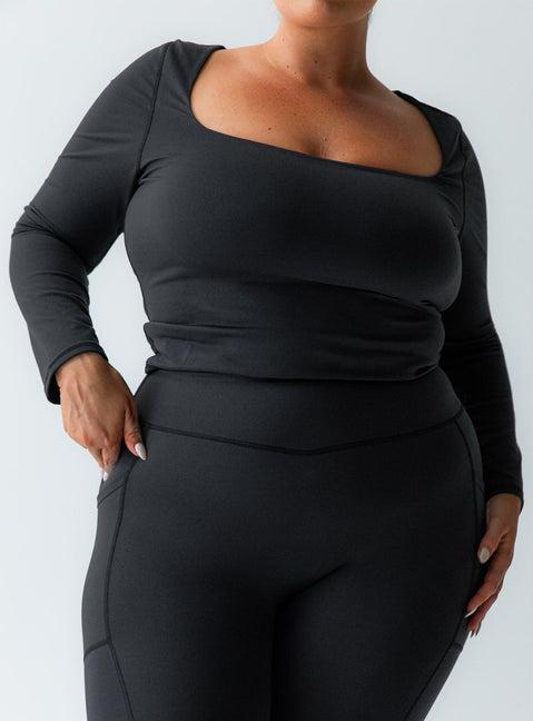 Thriving Activewear Top Black Curve Product Image