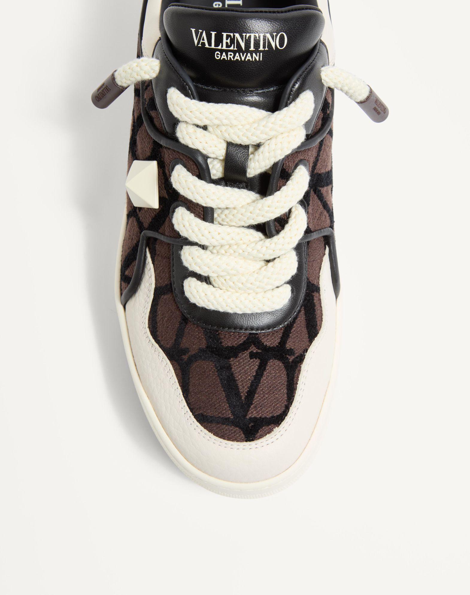 One Stud Xl Low-Top Sneaker In Nappa Leather And Toile Iconographe Fabric Product Image