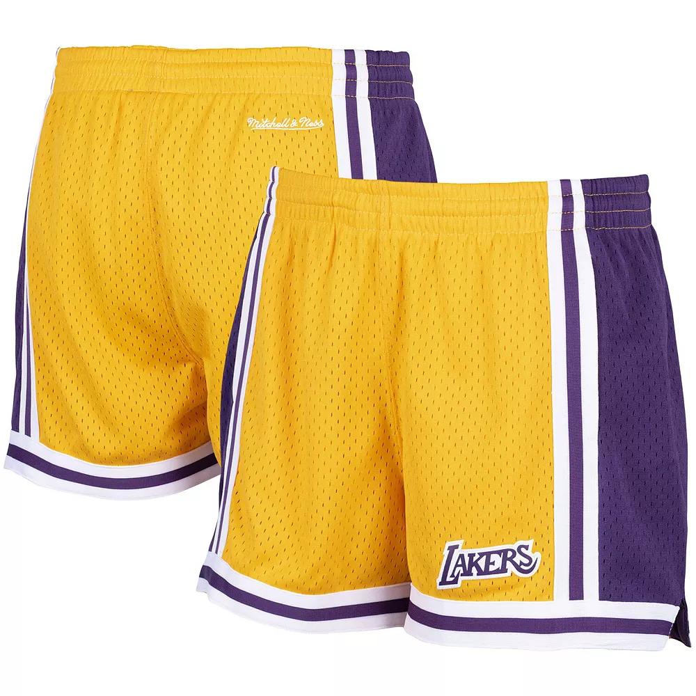 Women's Mitchell & Ness Gold Los Angeles Lakers Jump Shot Shorts,  Product Image
