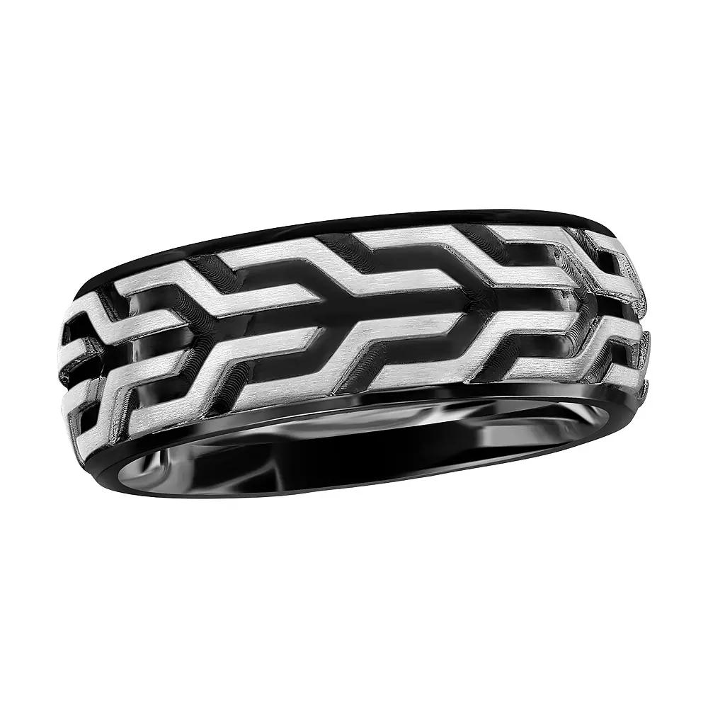 Metallo Men's Black Ion-Plated Stainless Steel Ring, Size: 10 Product Image