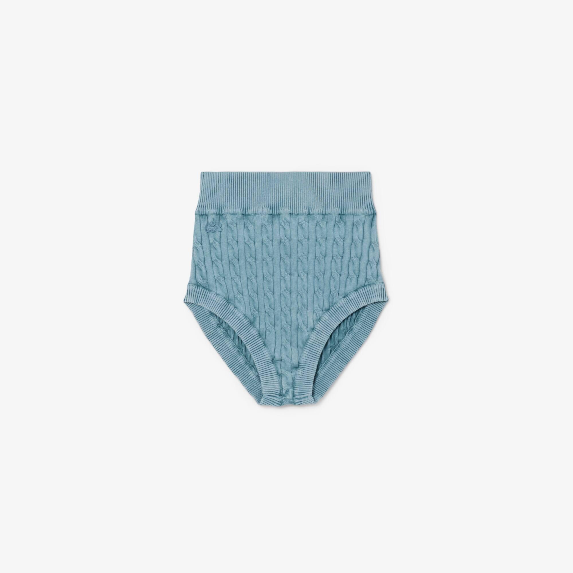 Short Cable Knit Washed Effect Shorts Product Image