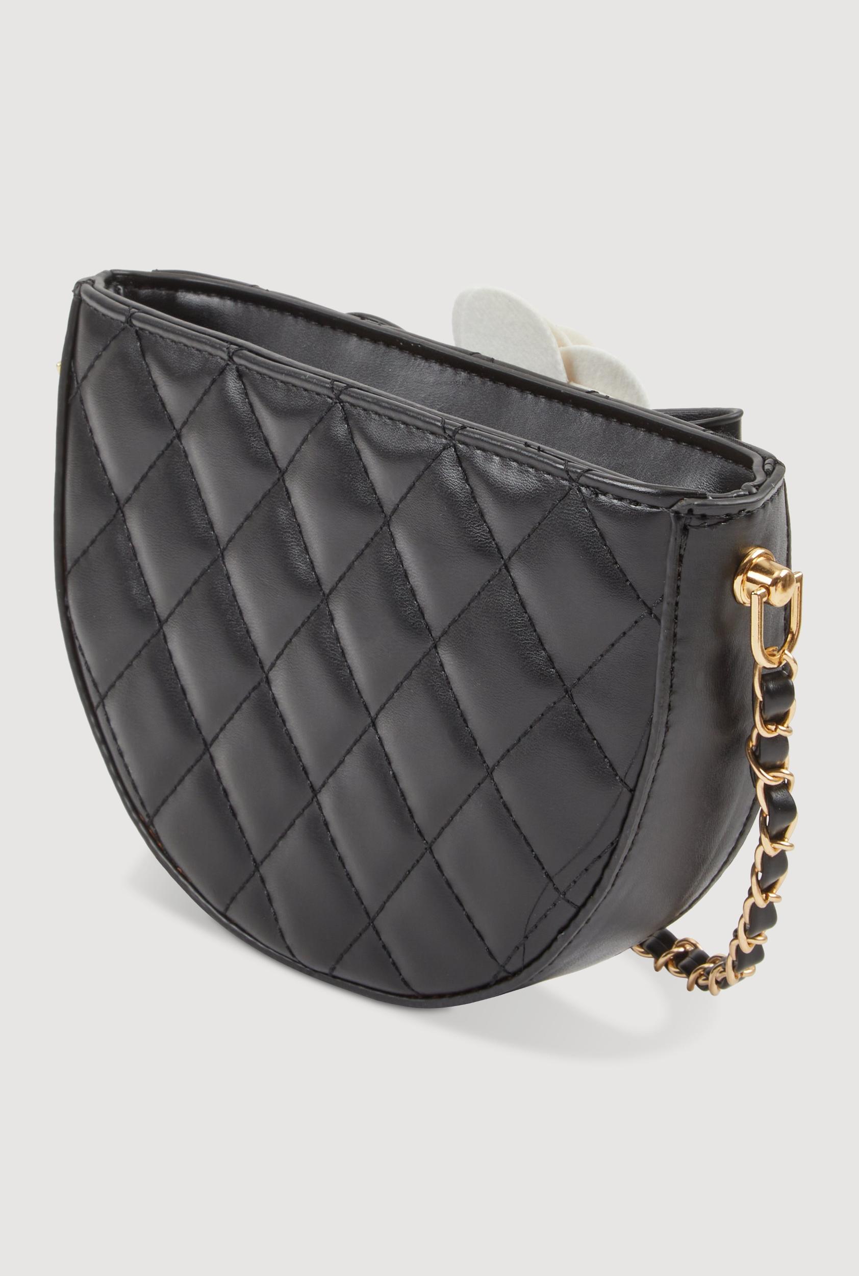 Flower Bow Detail Quilted Crossbody Bag Unisex Product Image