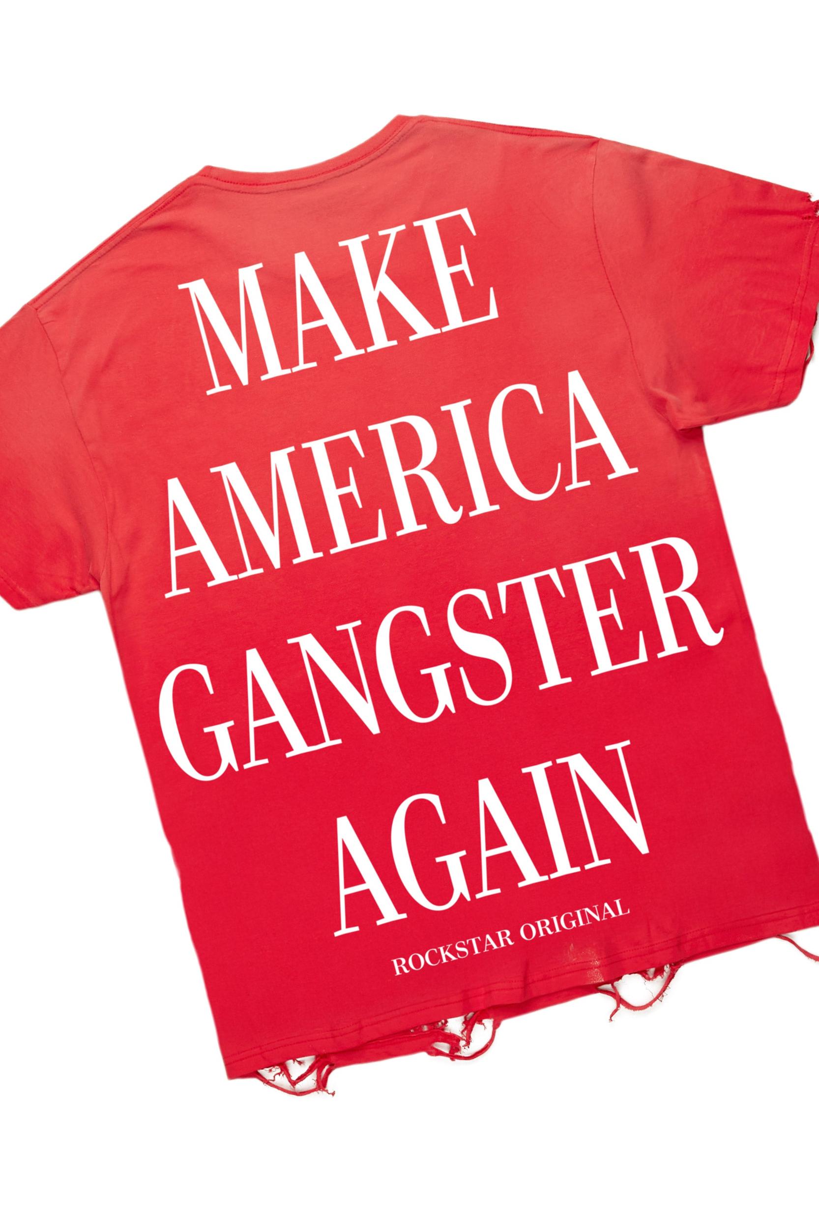 Drako Red/White Oversized Graphic T-Shirt/Dag Stacked Flare Jean Set Male Product Image