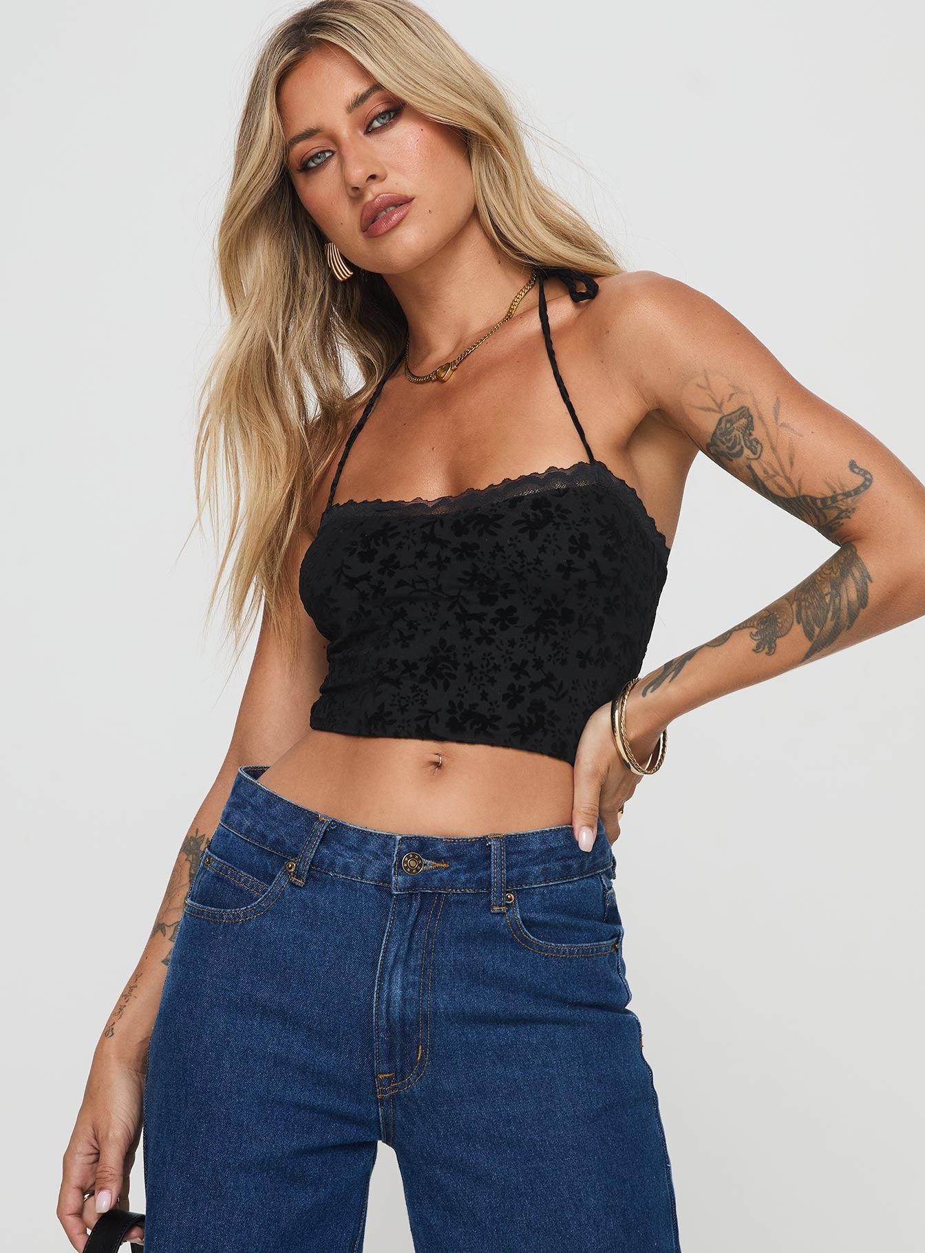 Burnout Velour Top Black Product Image