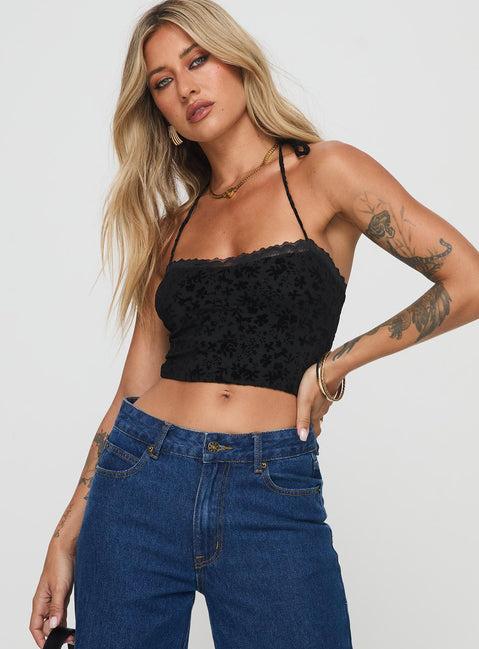 Burnout Velour Top Black Product Image
