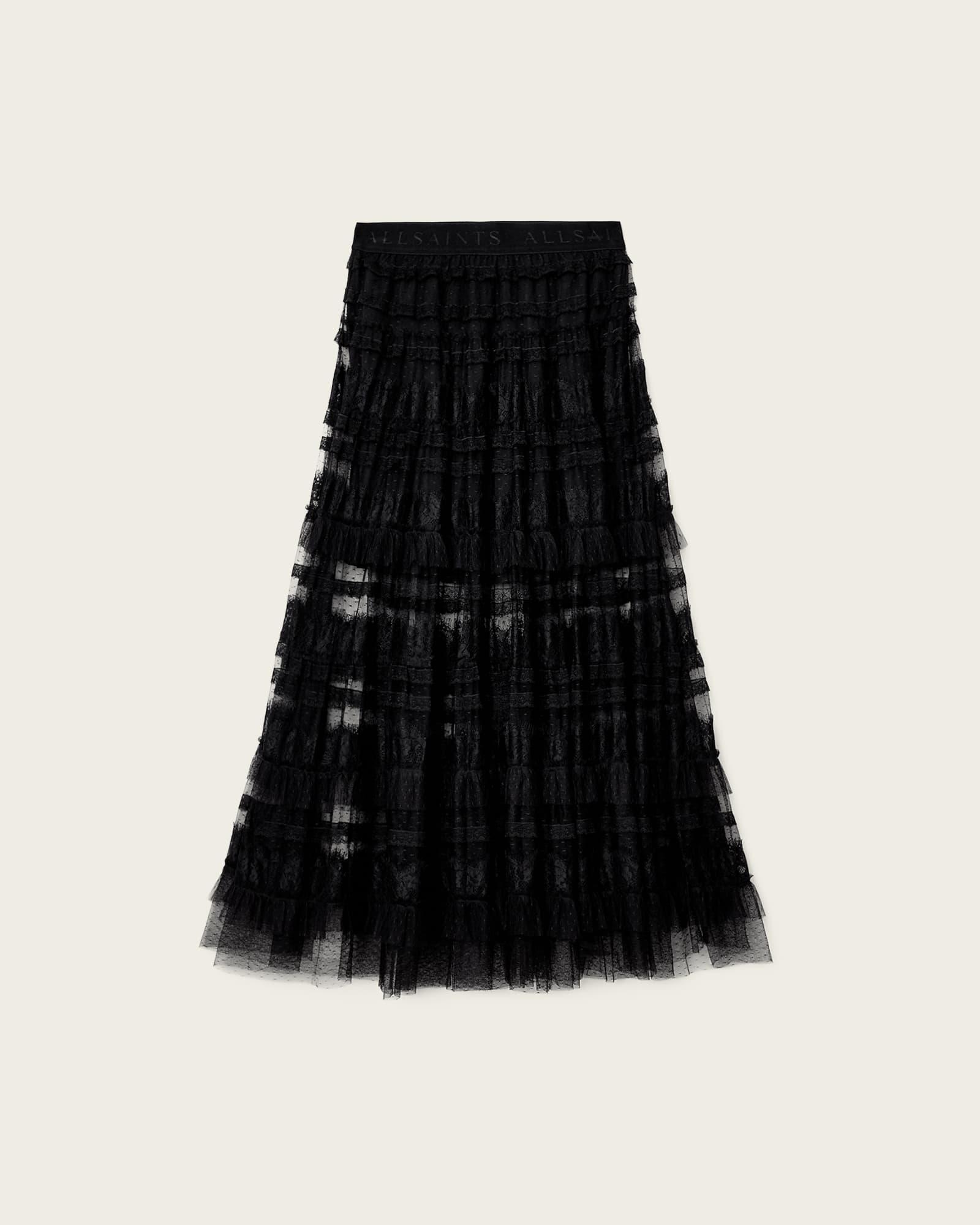Arlea Tulle Maxi Skirt Black | ALLSAINTS US Product Image