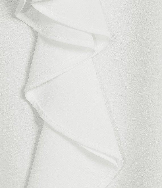 KARL LAGERFELD PARIS Short Sleeve Ruffle Front V-Neck Blouse Product Image