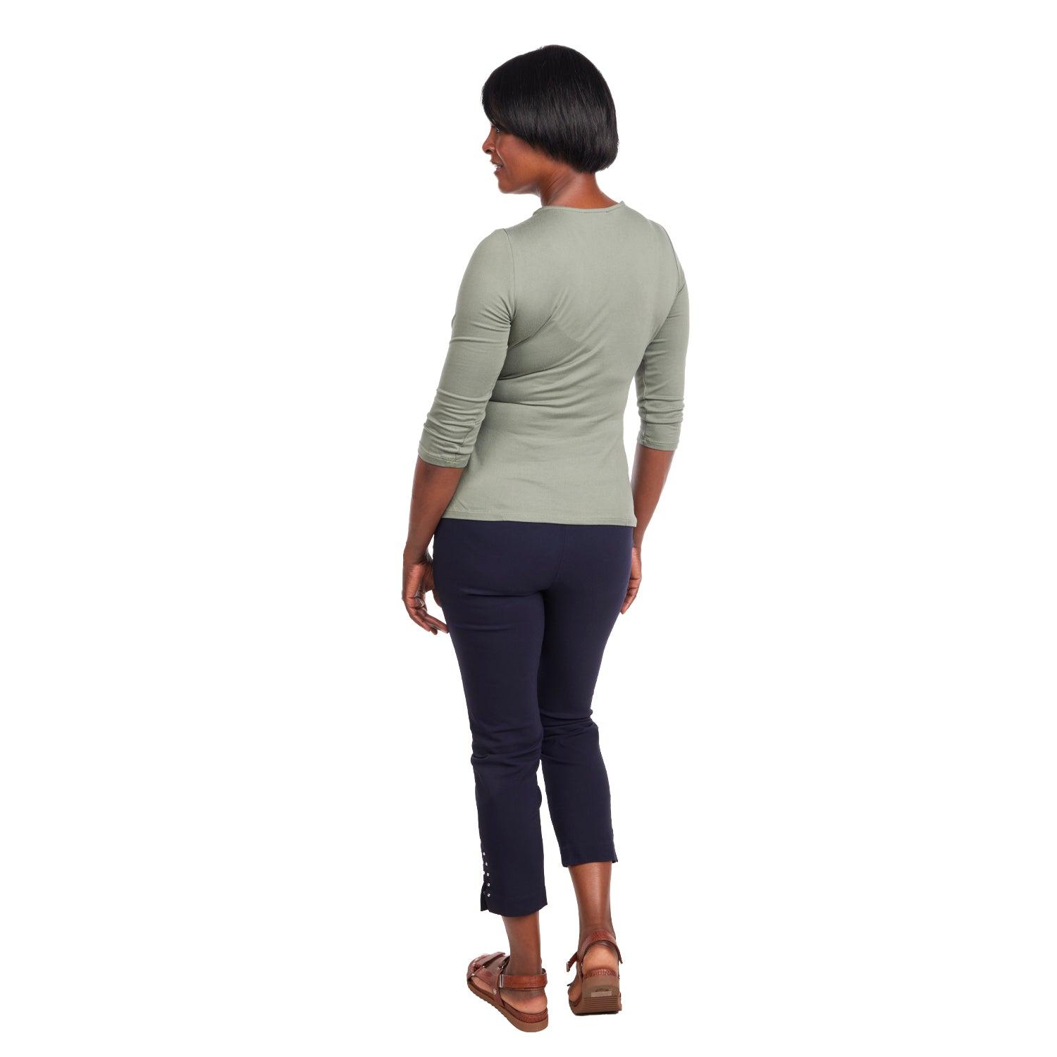 Inner Beauty Solid 3/4 Sleeve Surplice Front V-Neck Top Product Image