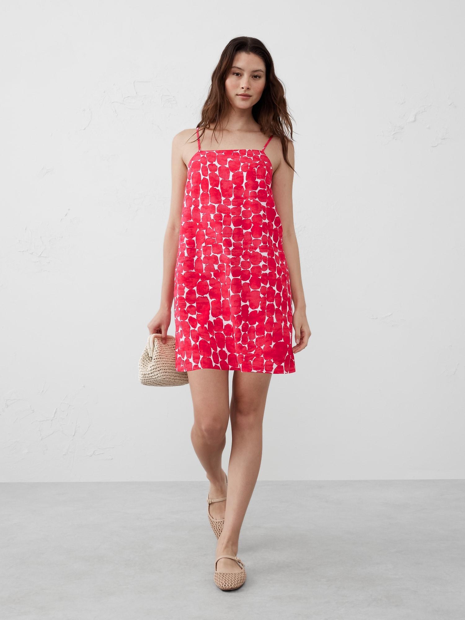 Linen-Blend Strappy Mini Dress Product Image