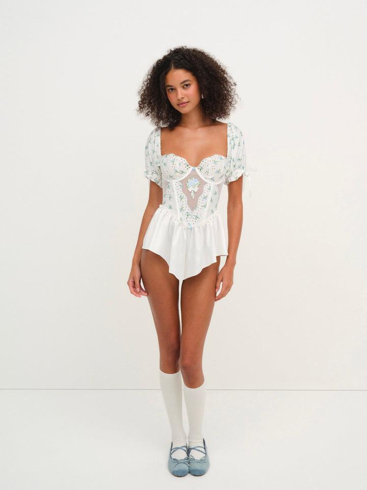 Budding Blossom Sleep Romper — White Product Image
