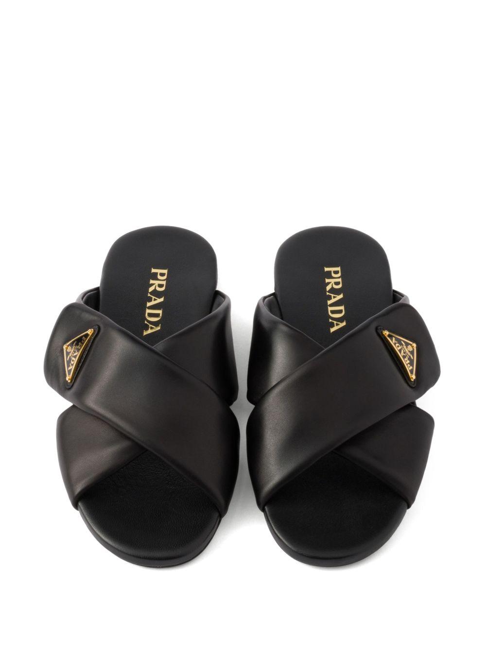 Padded nappa leather slides Product Image