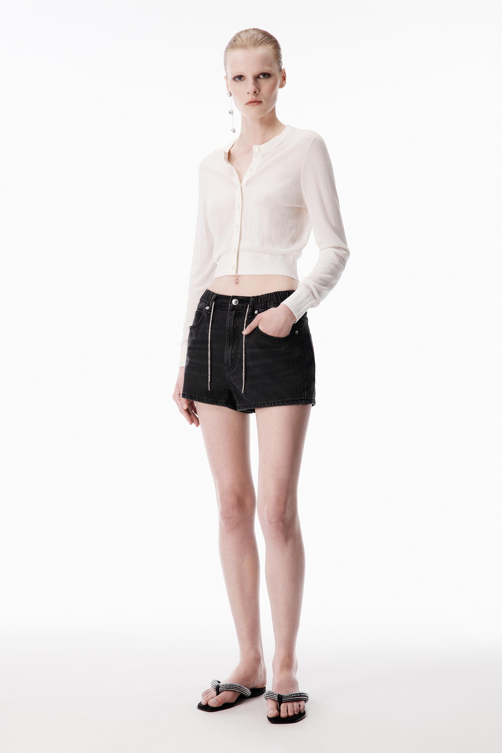 Cropped Cardigan In Clear Bead Hotfix Product Image
