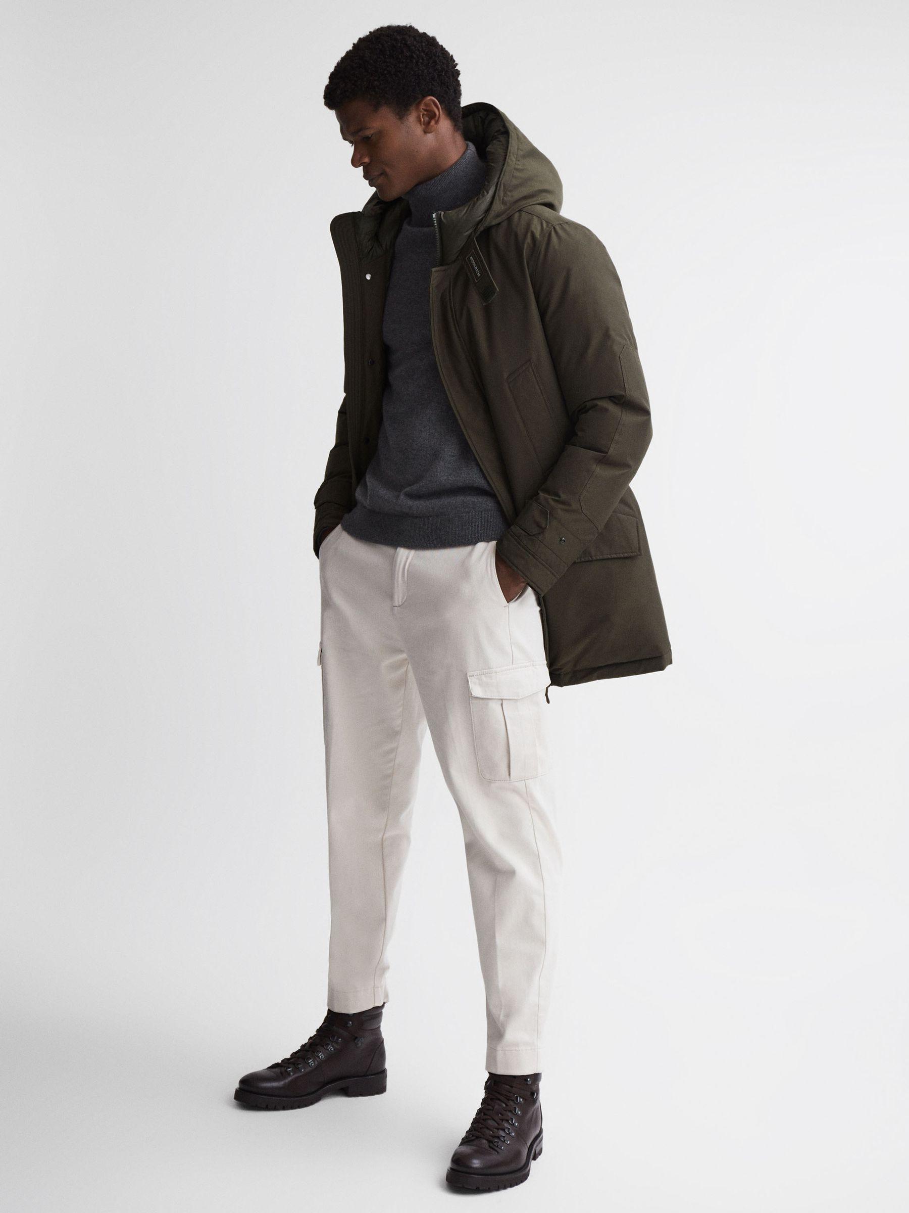 Woolrich Hooded Parka Coat in Dark Green Product Image