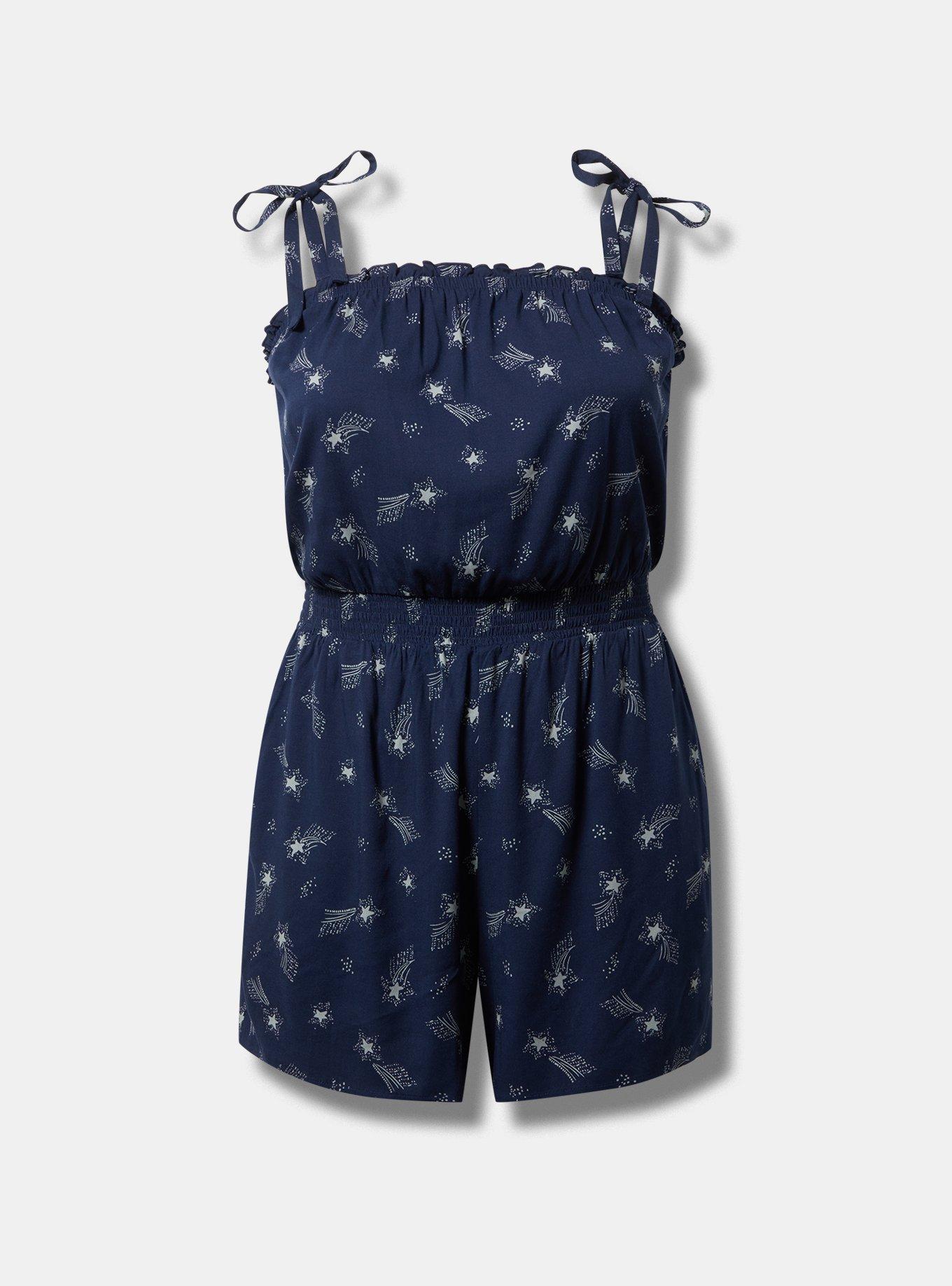 Stretch Challis Tie Strap Romper Product Image