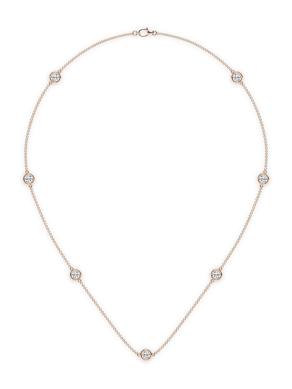 Womens 14K Rose Gold & 7-Diamond Station Necklace/0.70-2.10 TCW Product Image