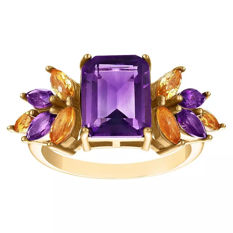Designs by Gioelli 14k Gold Over Silver Amethyst & Citrine Ring, Women's, Size: 10, Gold Tone Product Image