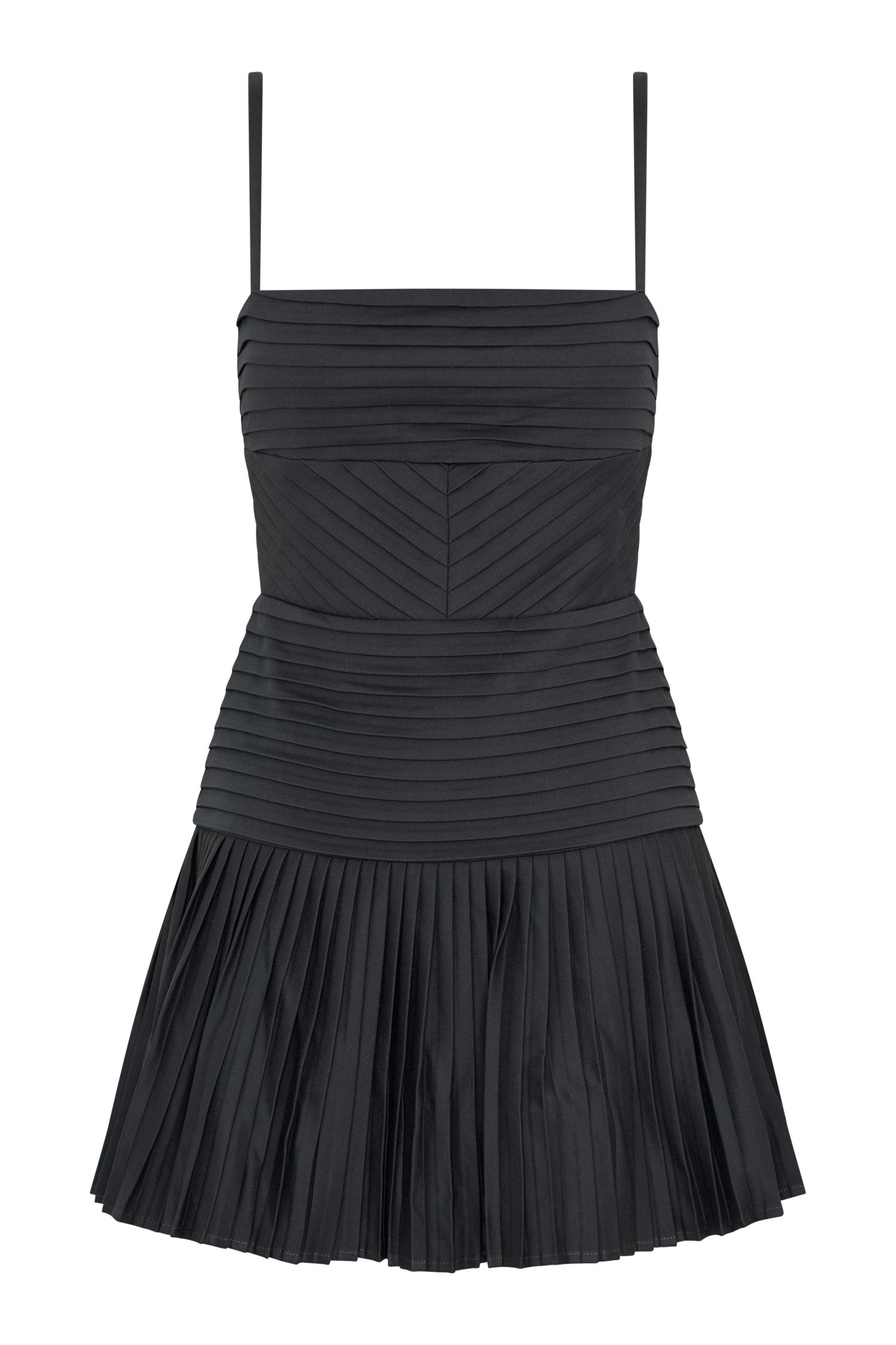 Rylee Multi Pleat Mini Dress - Charcoal Product Image
