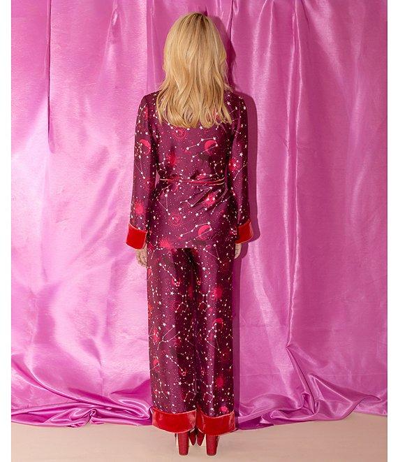 Antonio Melani x The Nat Note Stella Star And Moon Print Satin Twill Velvet Coordinating Jacket and Pant Set Product Image