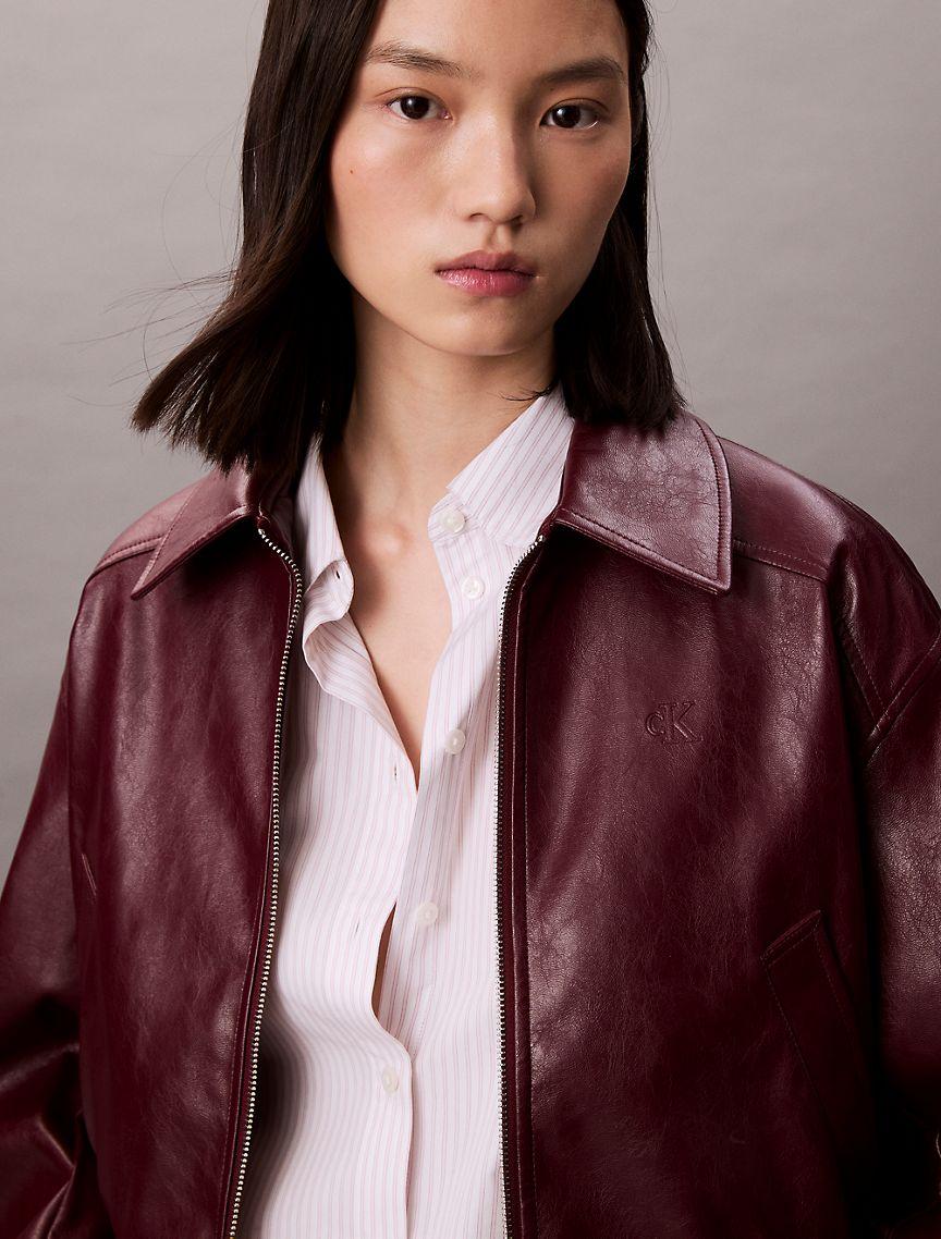 Crinkled Texture Bomber Jacket  Product Image