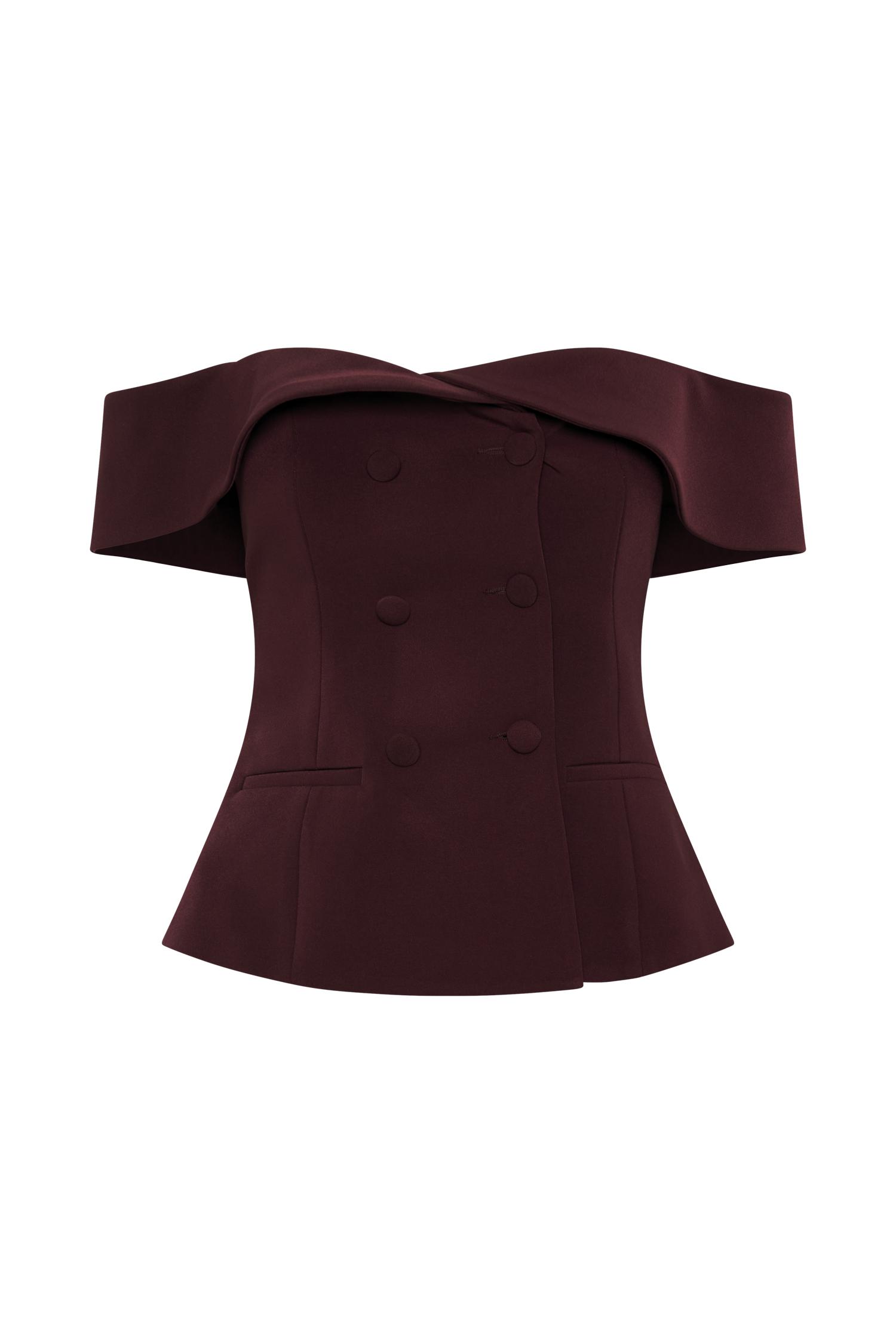 Krista Strapless Suiting Top - Plum Product Image