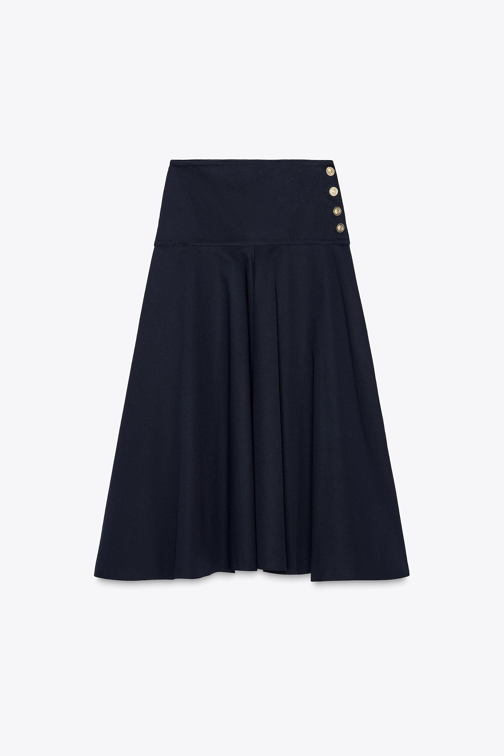 ZW COLLECTION PAPER BAG WAIST SKIRT WITH BUTTONS Product Image